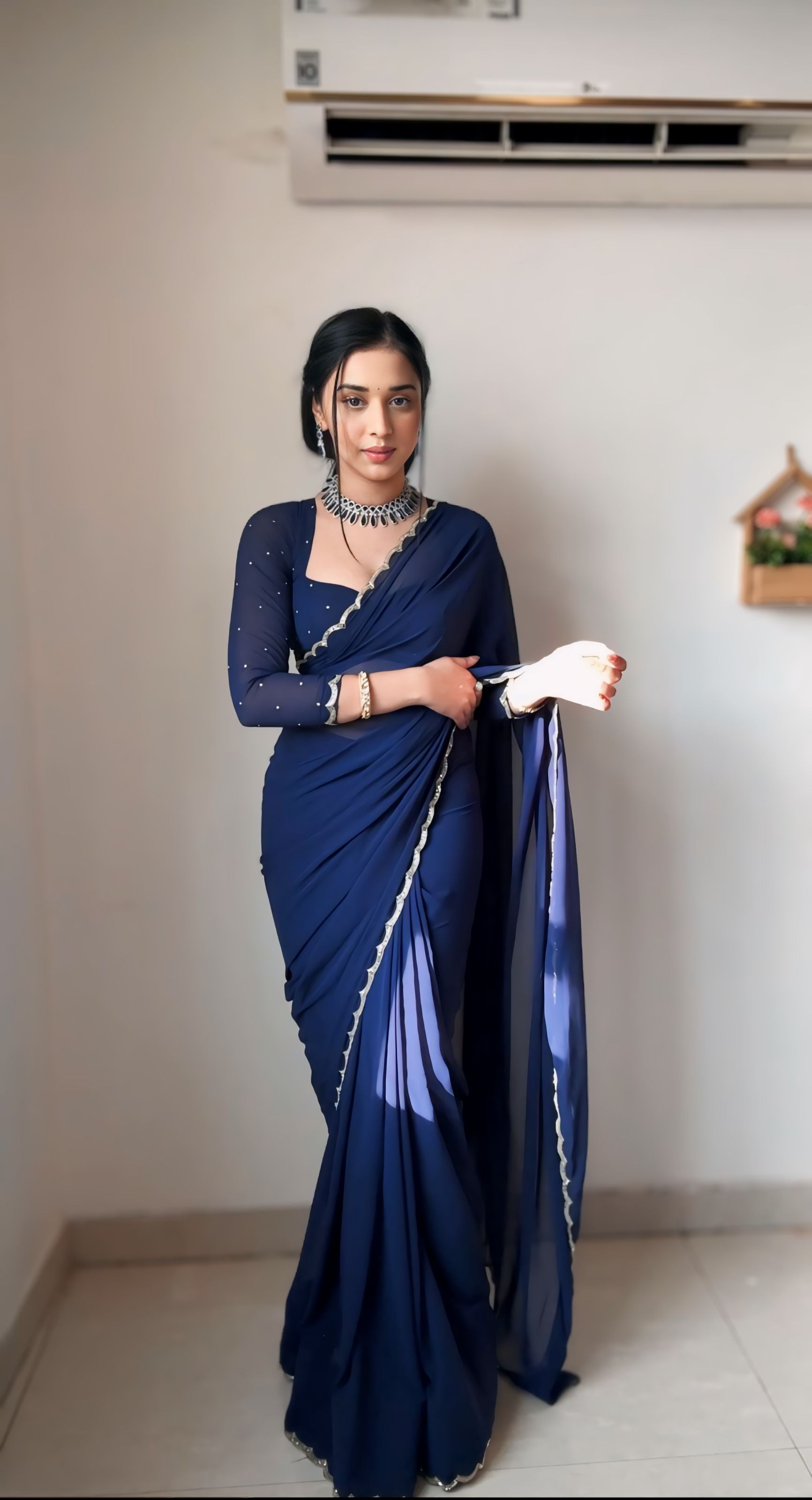 One Minute Ready To Burgundy Beauty Pure Soft Georgette Silk Saree