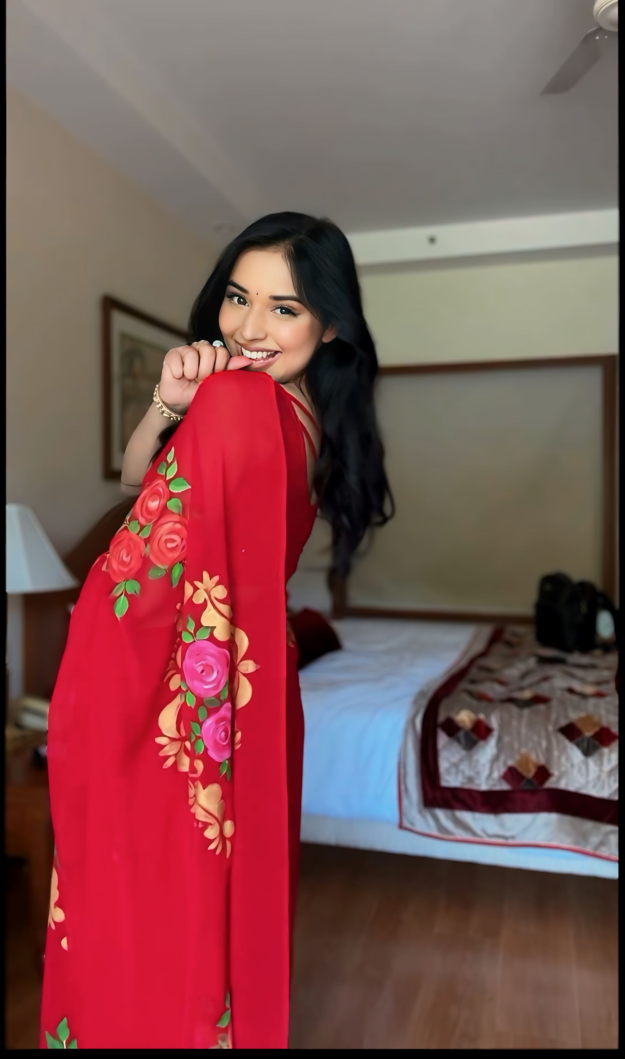 One Minute Ready To Wear Ruby Floral Pure Soft Georgette Silk Saree