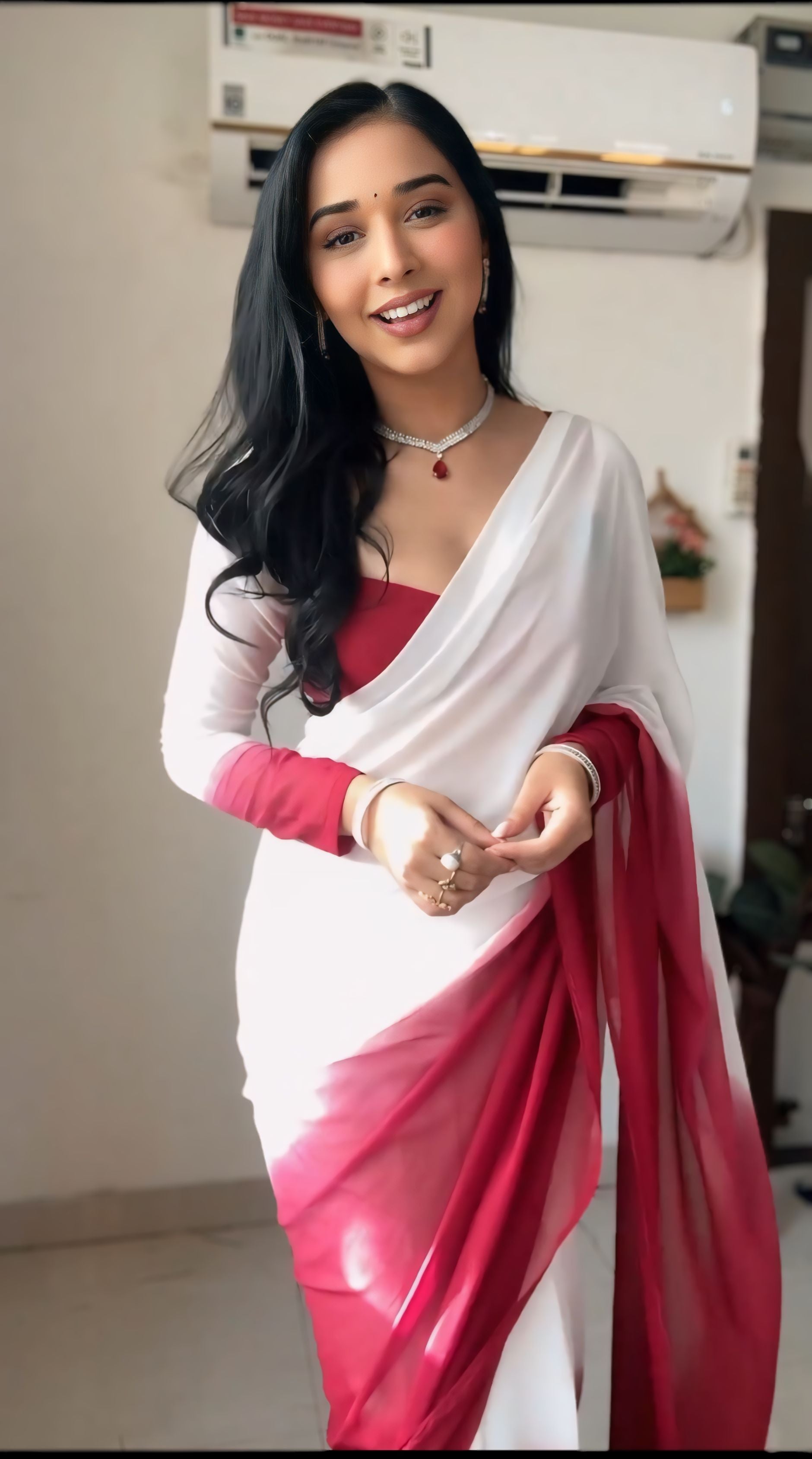 One Minute Ready To Wear Cherry Blossom Pure Soft Georgette SilkSaree