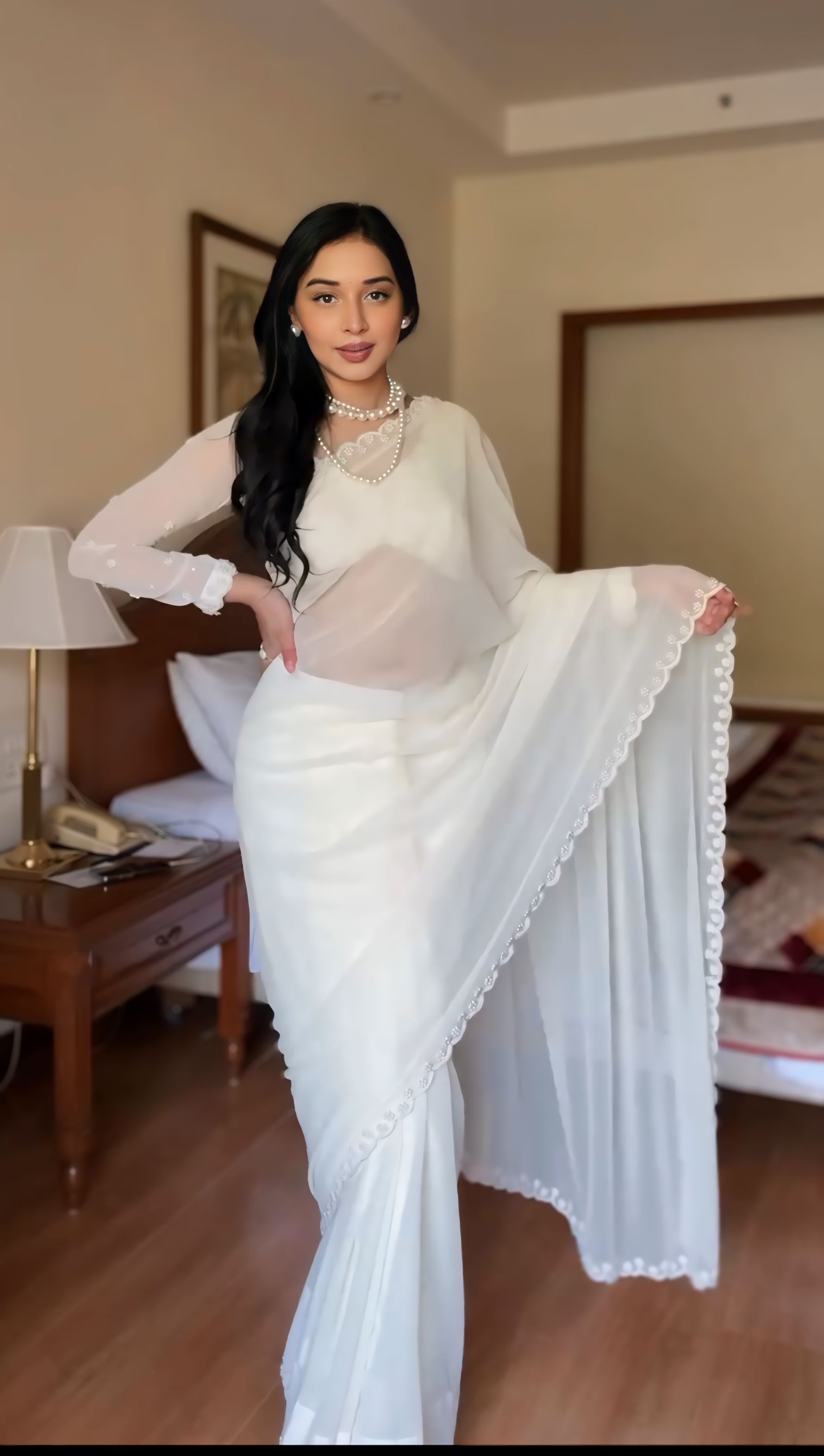 One Minute Ready To Wear Crystal Elegance Silk Printed Saree