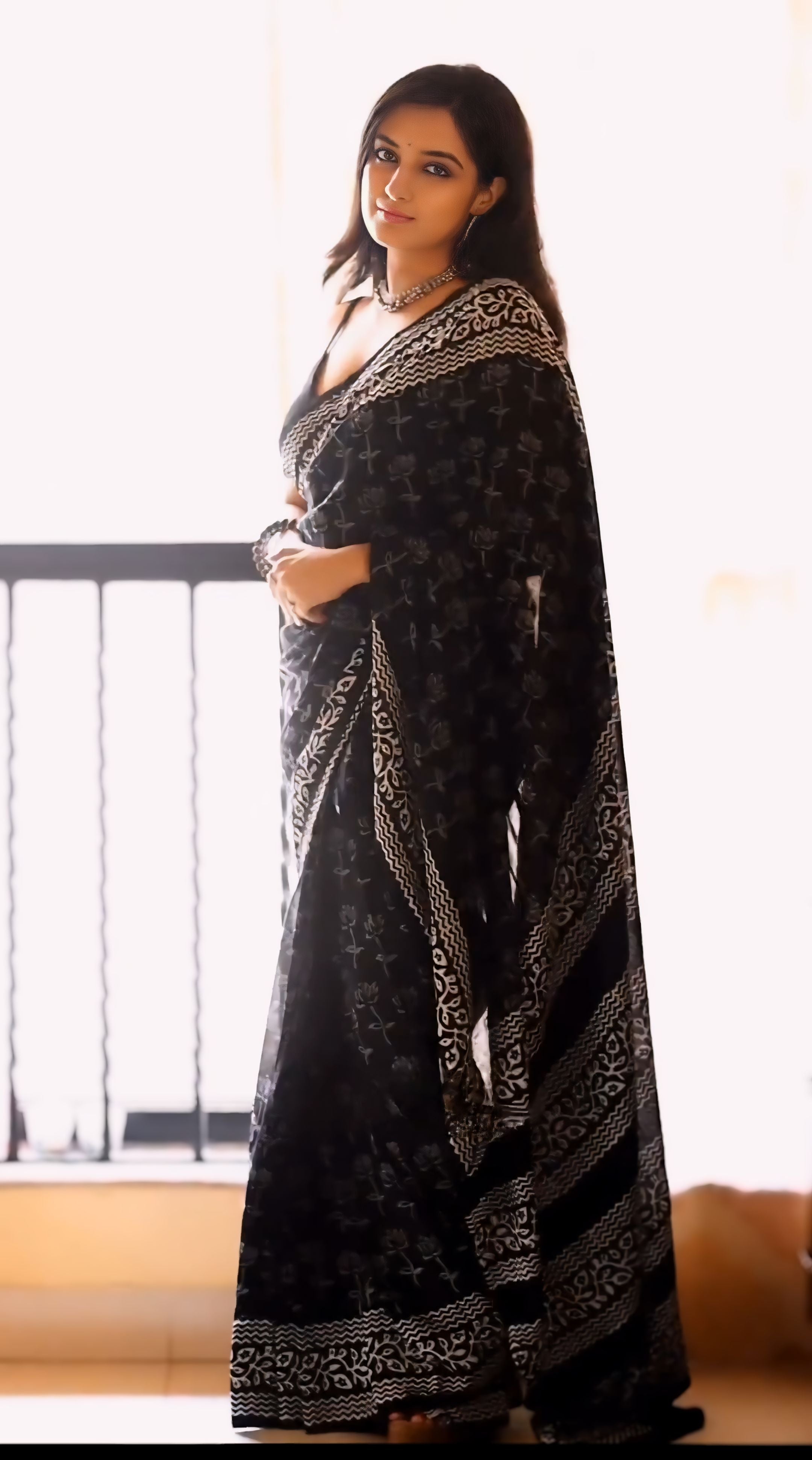 One Minute Ready To Wear Charcoal Charm Soft Georgette Silk Saree