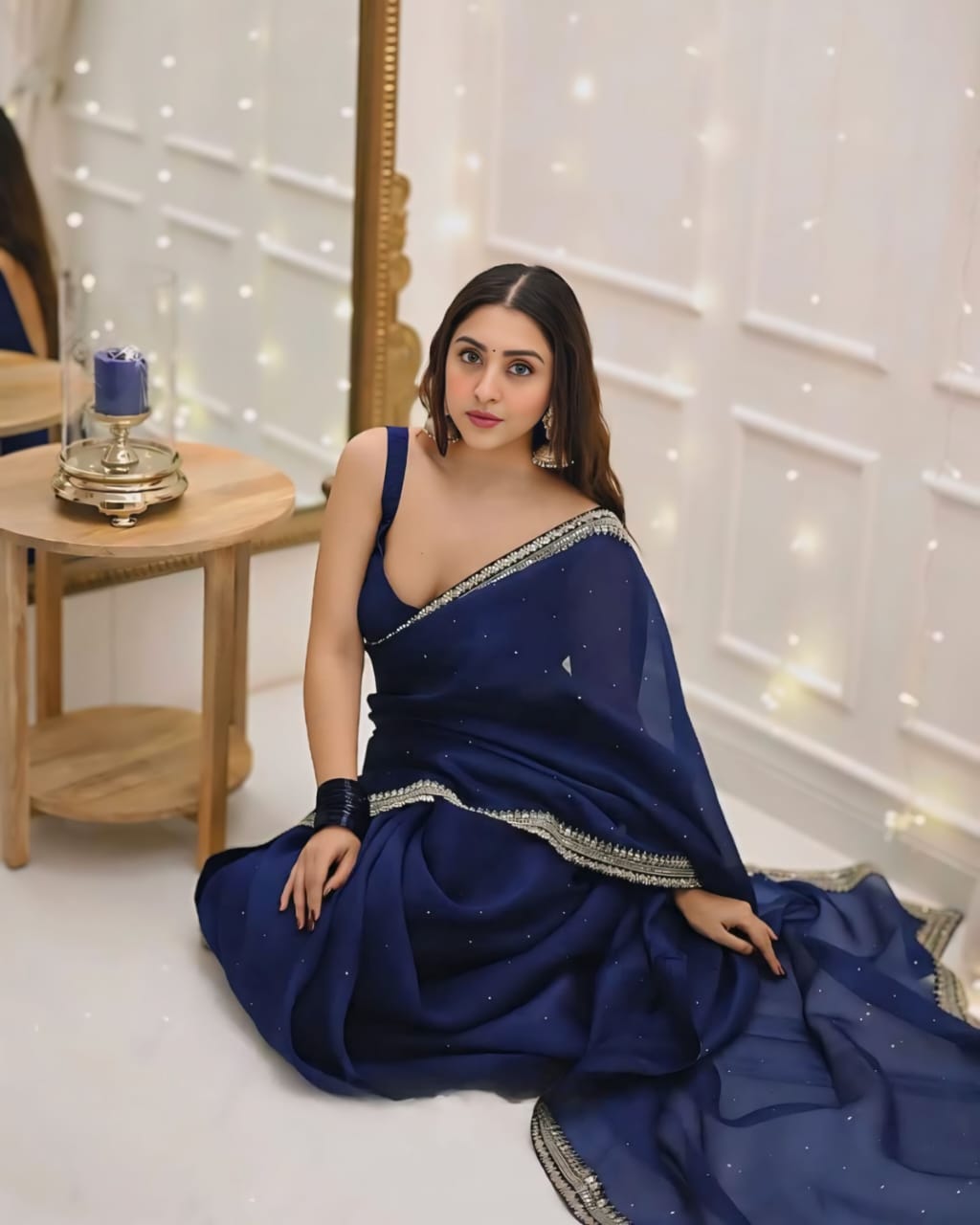 New One Minute Ready To Wear Pure Soft Organza Silk Saree With Beautiful Diamond Work On Full Body And Beautiful Embroidery Lace Border with Same Unstiched Blouse Piece