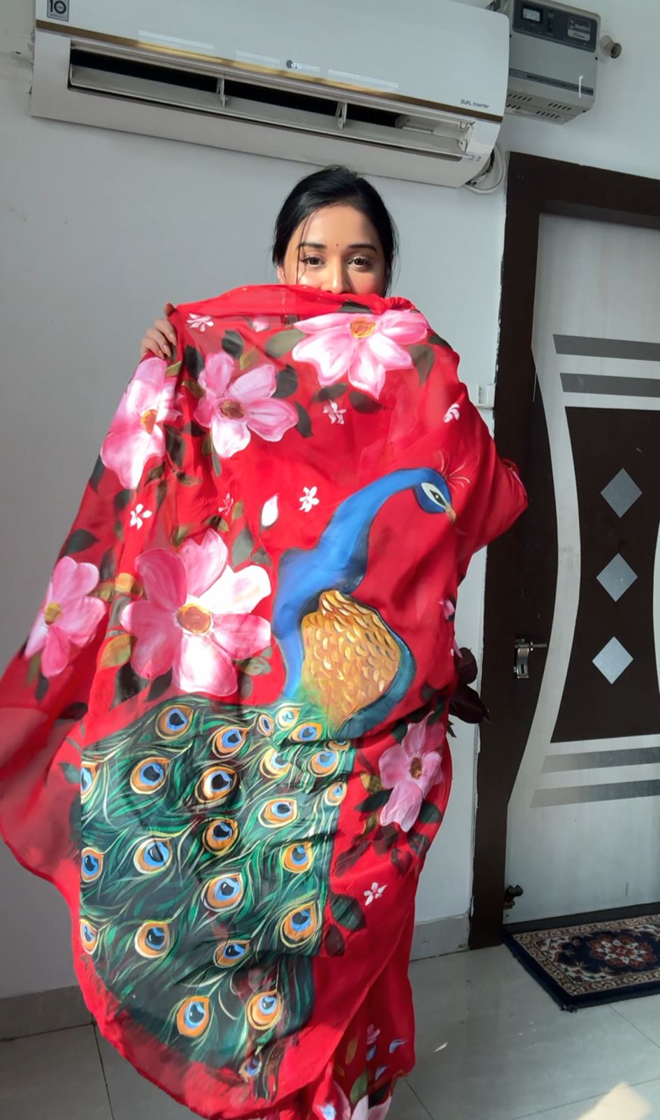 One Minute Ready To Ruby Rose Wrap Pure Soft Georgette Silk Saree
