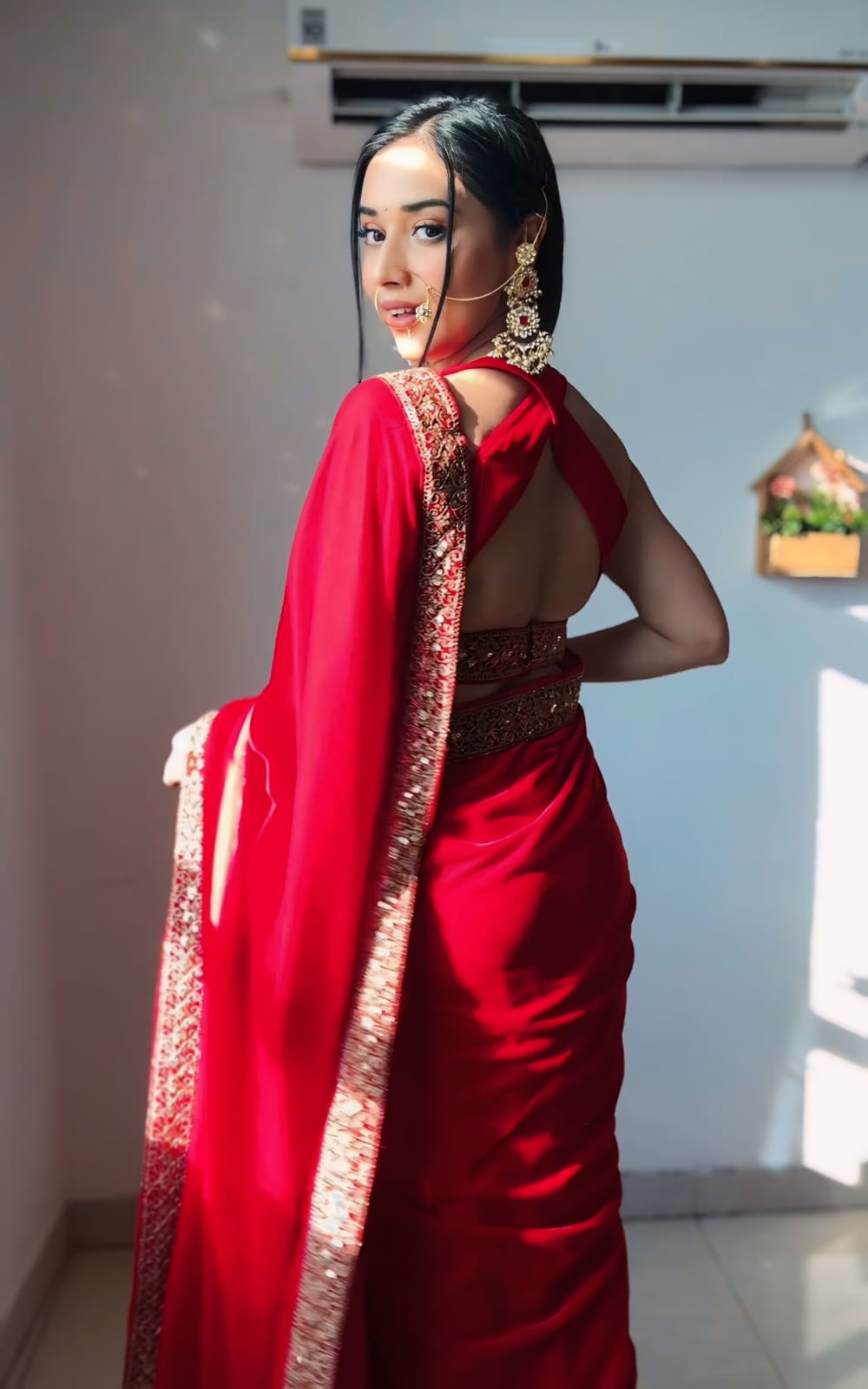 One Minute Ready To Cherry Opulence Pure Soft Velvet Silk Saree