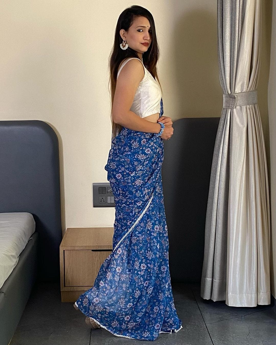One Minute Ready To Blue Grass  Pure Soft Georgette Silk Saree