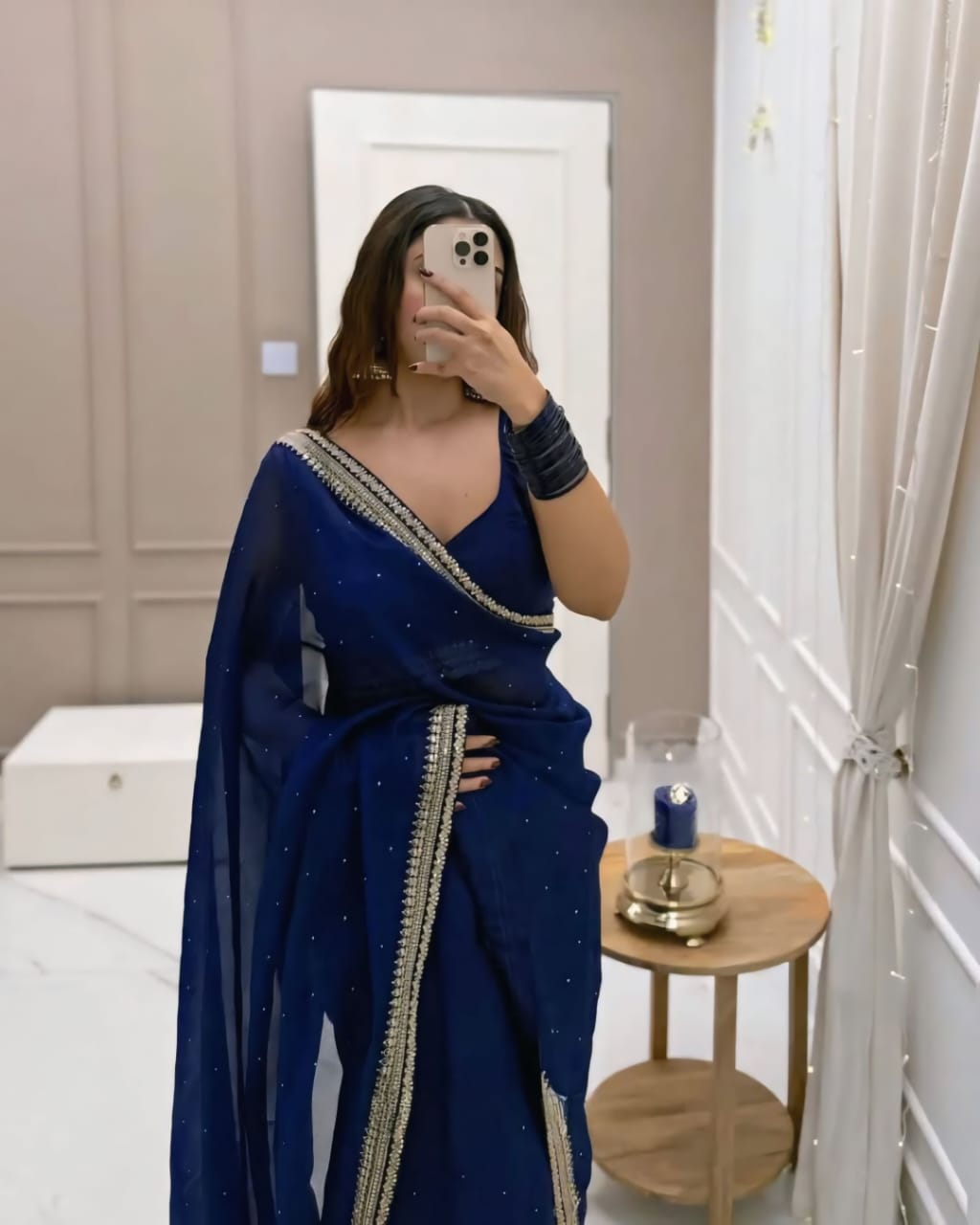 New One Minute Ready To Wear Pure Soft Organza Silk Saree With Beautiful Diamond Work On Full Body And Beautiful Embroidery Lace Border with Same Unstiched Blouse Piece
