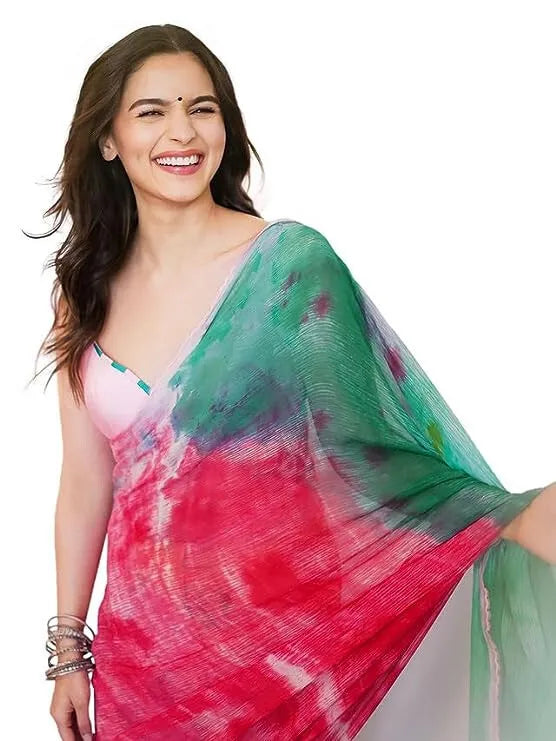 Fancy Alia Bhatt Fam Gorgeous Multicolour Georgette Saree Divashree