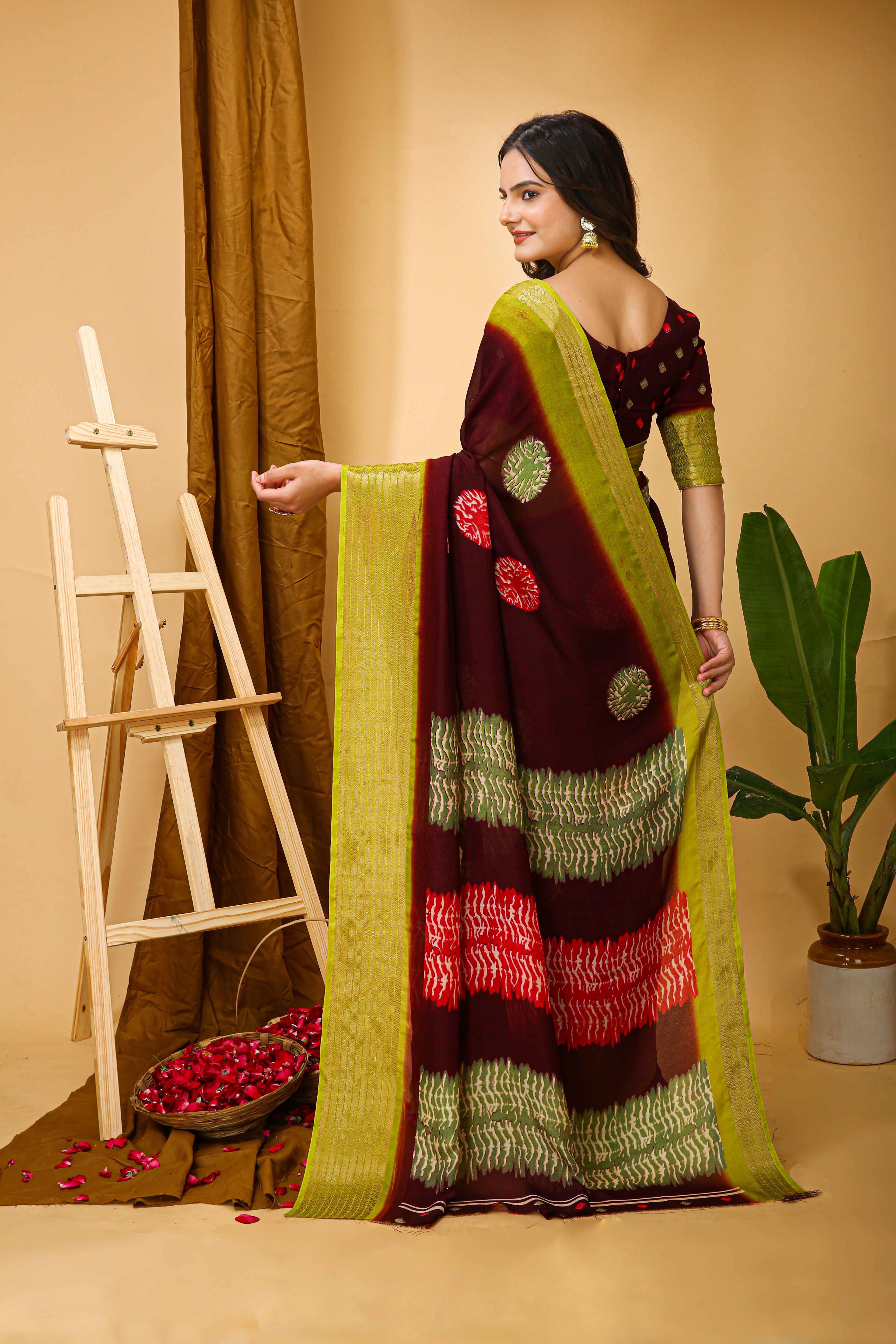 New Fancy Soft Marshmallow Maroon Red Saree With Unstiched Blouse