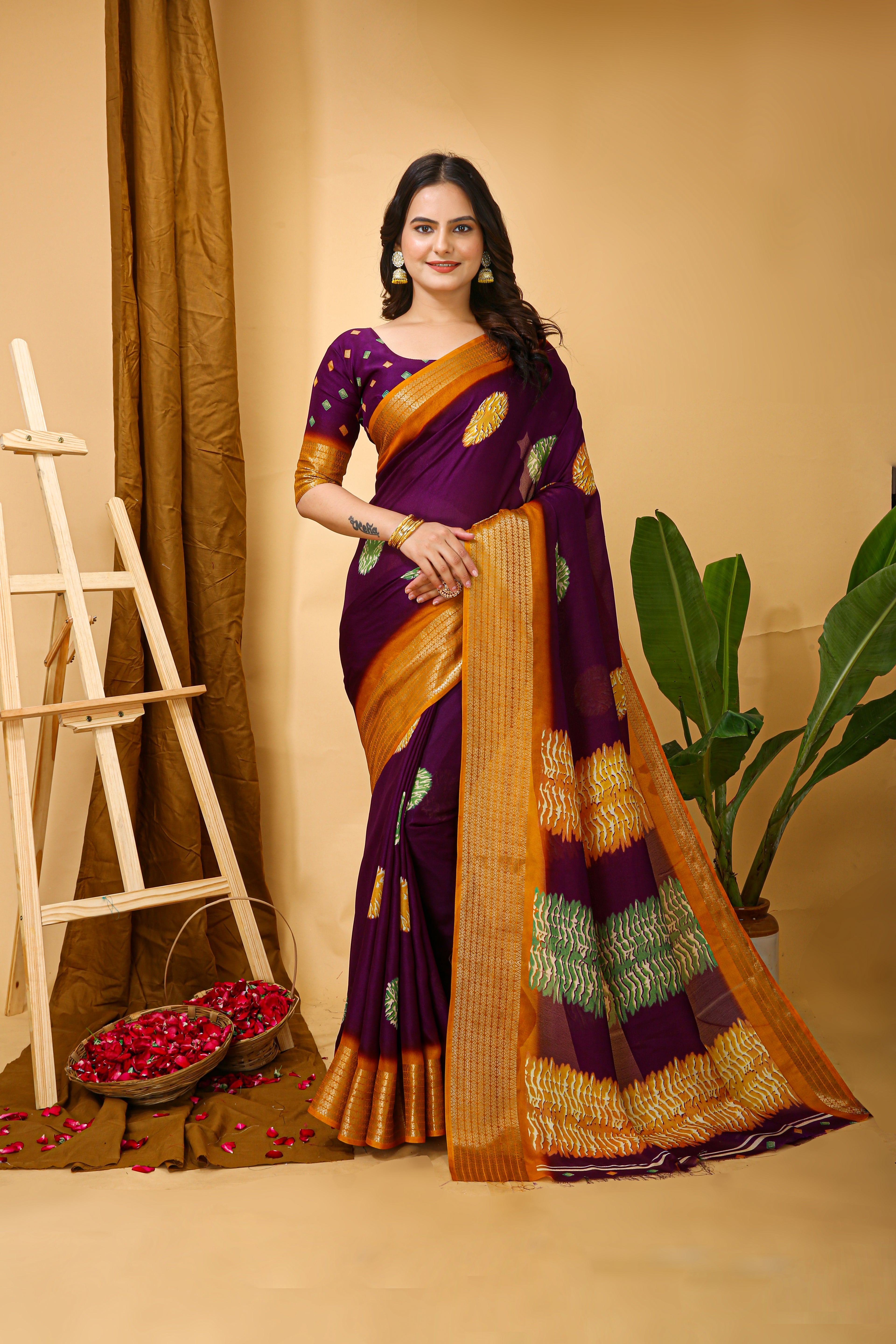 New Fancy Soft Marshmallow Wine Saree With Unstiched Blouse