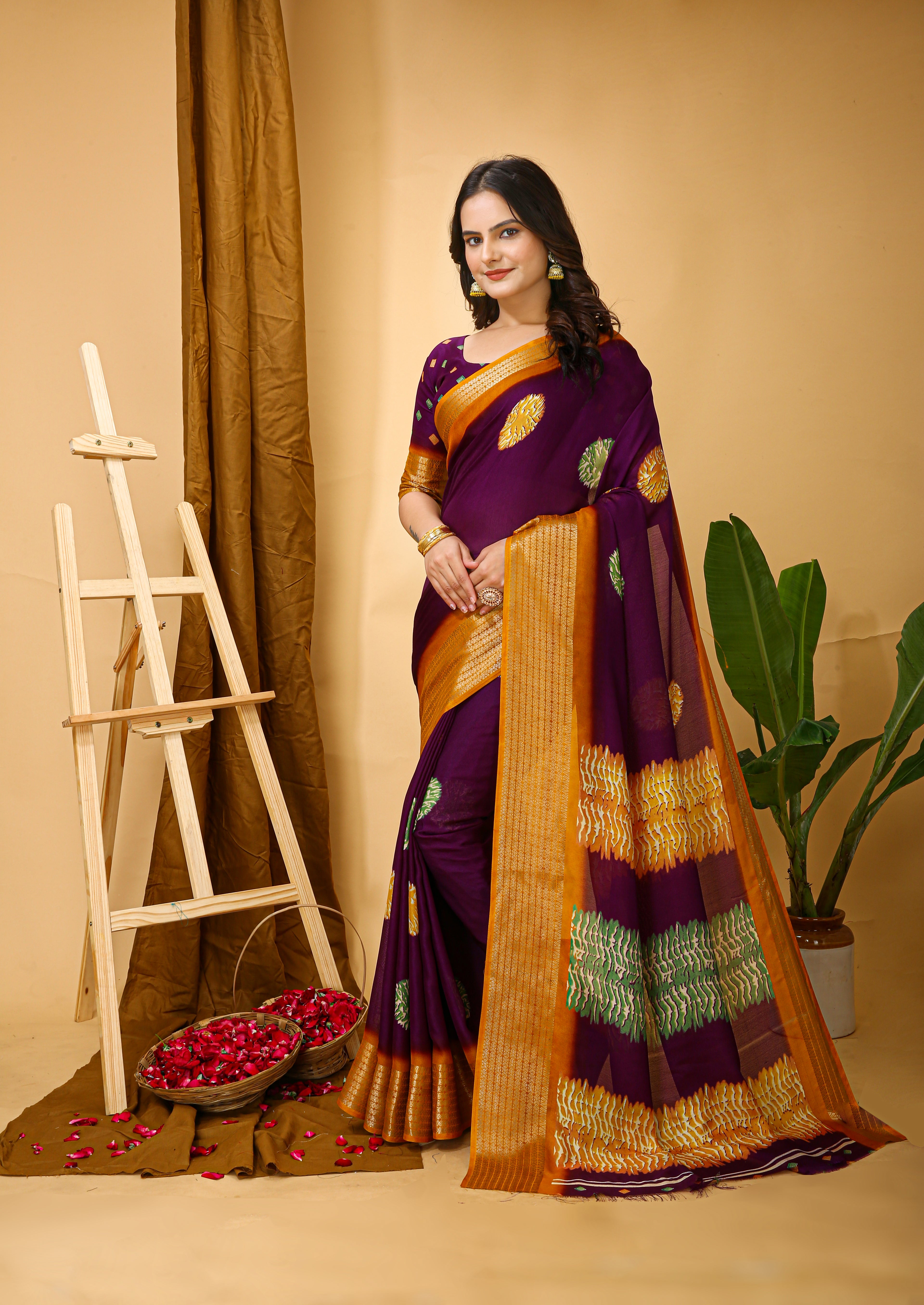 New Fancy Soft Marshmallow Wine Saree With Unstiched Blouse