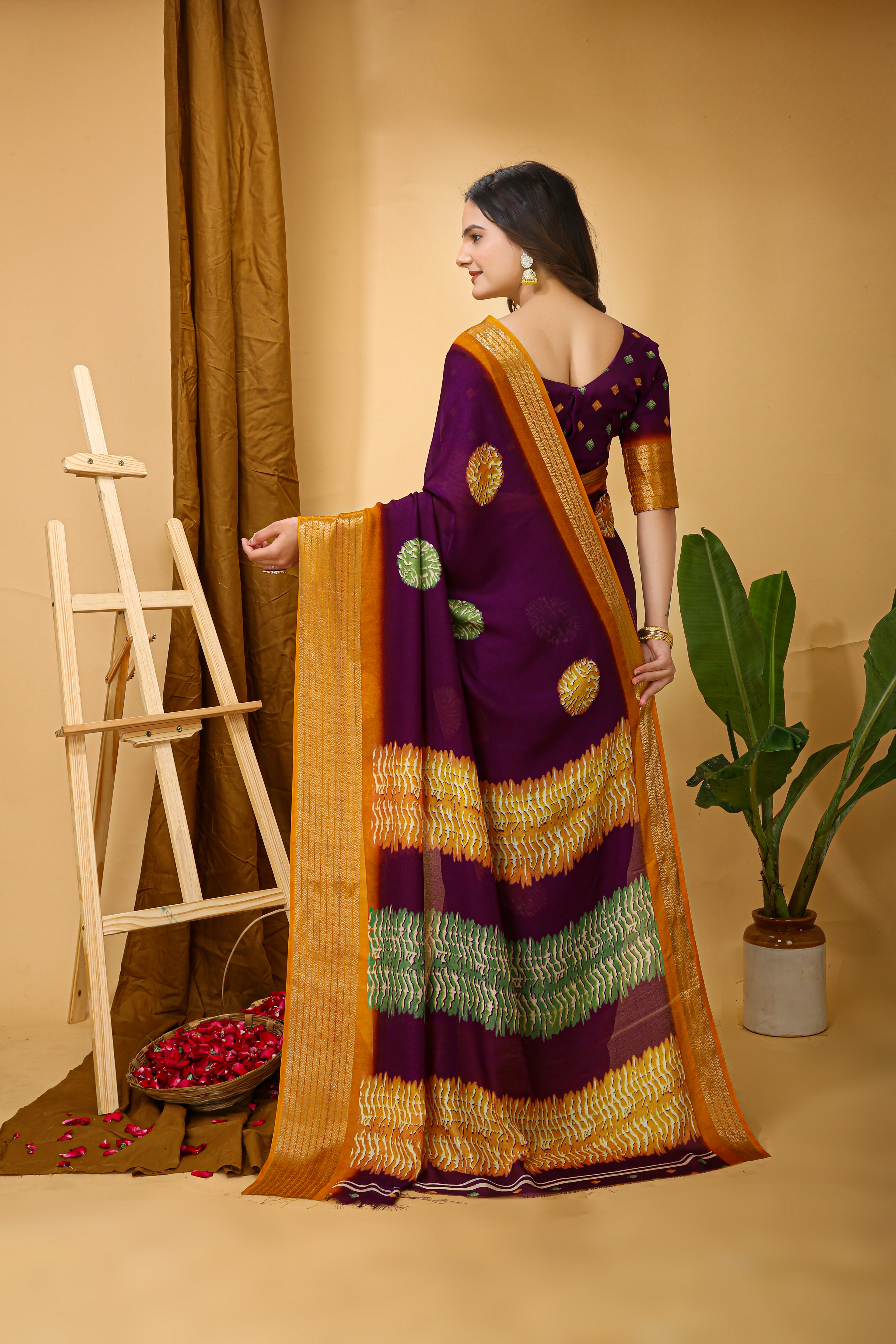 New Fancy Soft Marshmallow Wine Saree With Unstiched Blouse