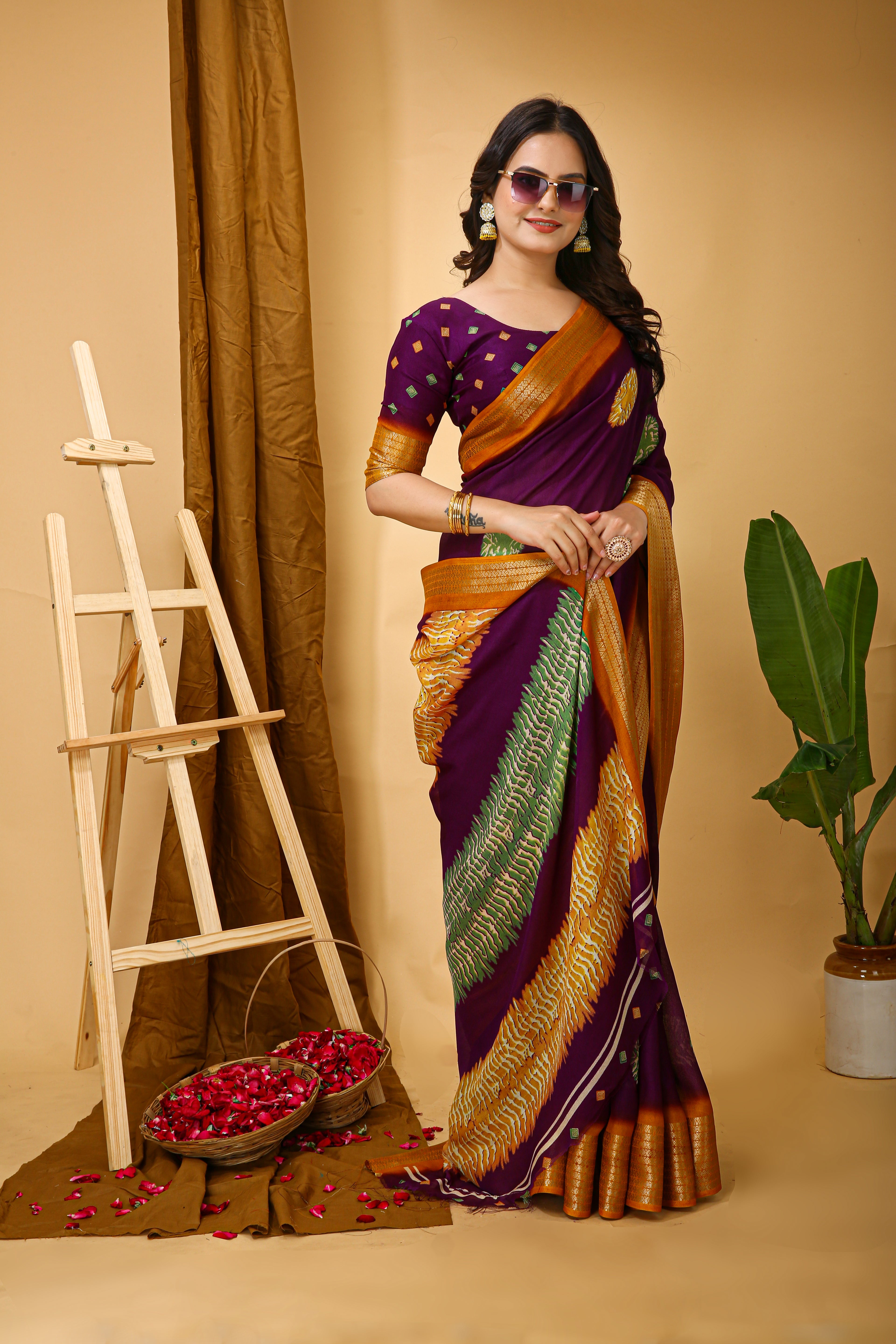 New Fancy Soft Marshmallow Wine Saree With Unstiched Blouse