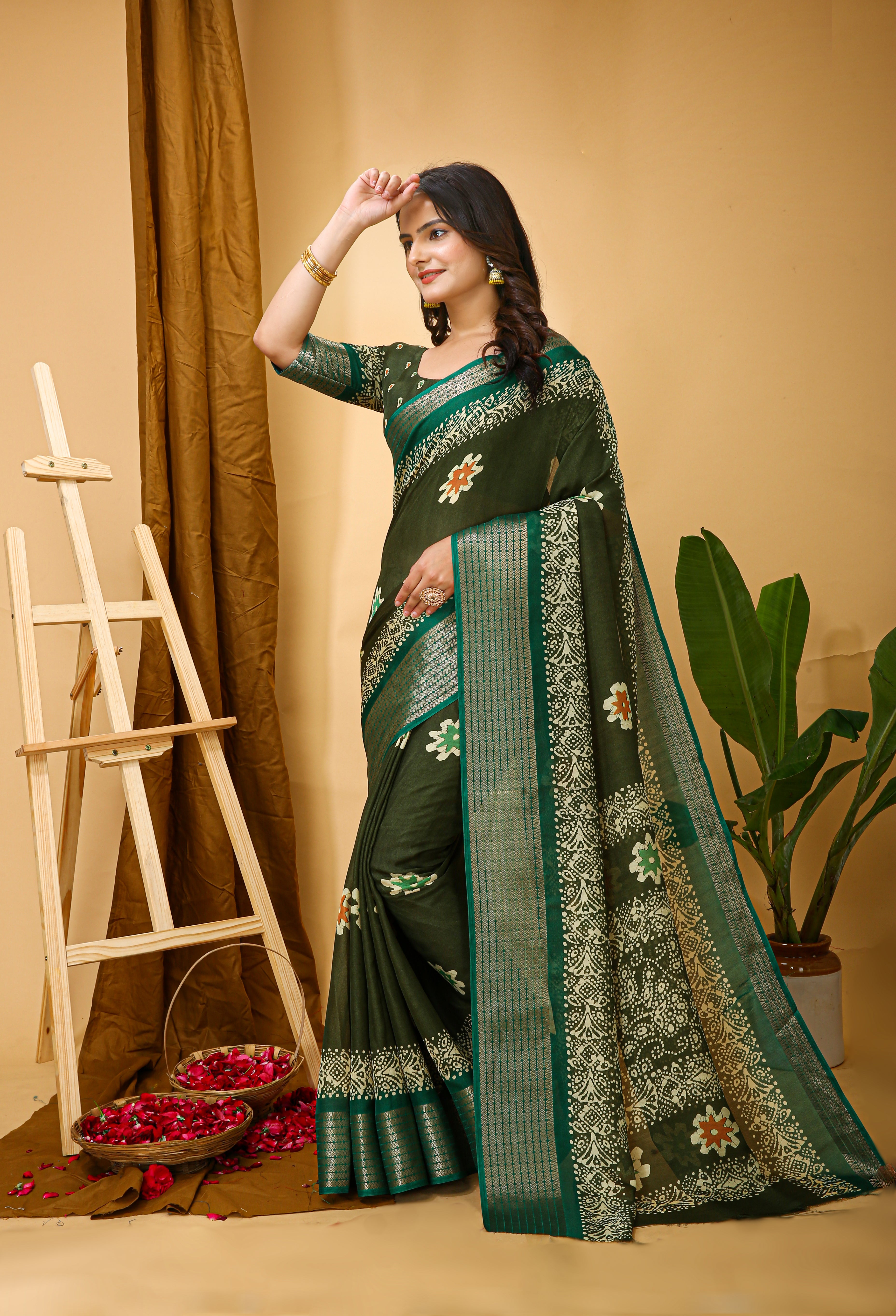 New Enchanting Fancy Soft Marshmallow Mehendi Green  Saree With Unstiched Blouse