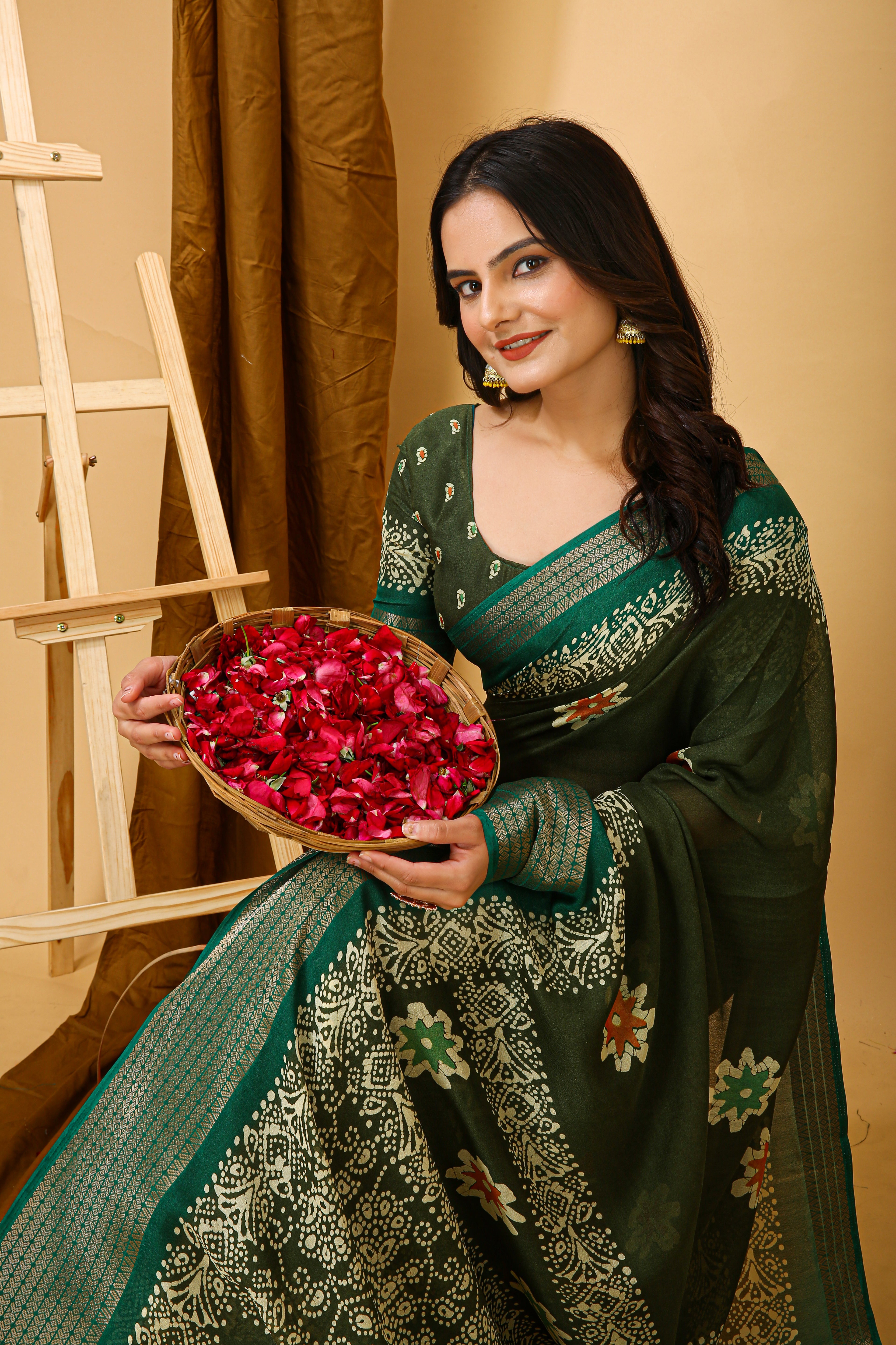 New Enchanting Fancy Soft Marshmallow Mehendi Green  Saree With Unstiched Blouse