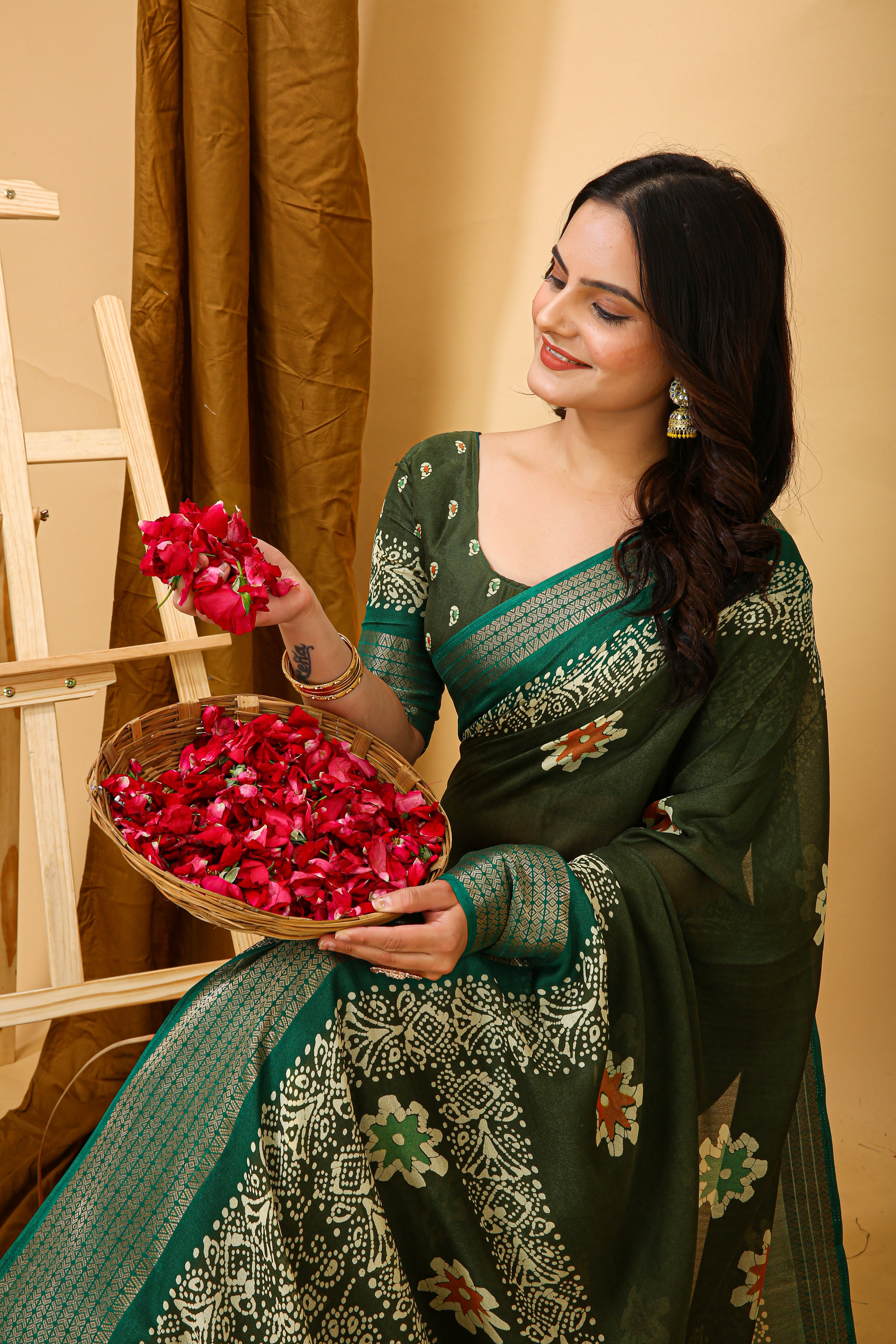 New Enchanting Fancy Soft Marshmallow Mehendi Green  Saree With Unstiched Blouse