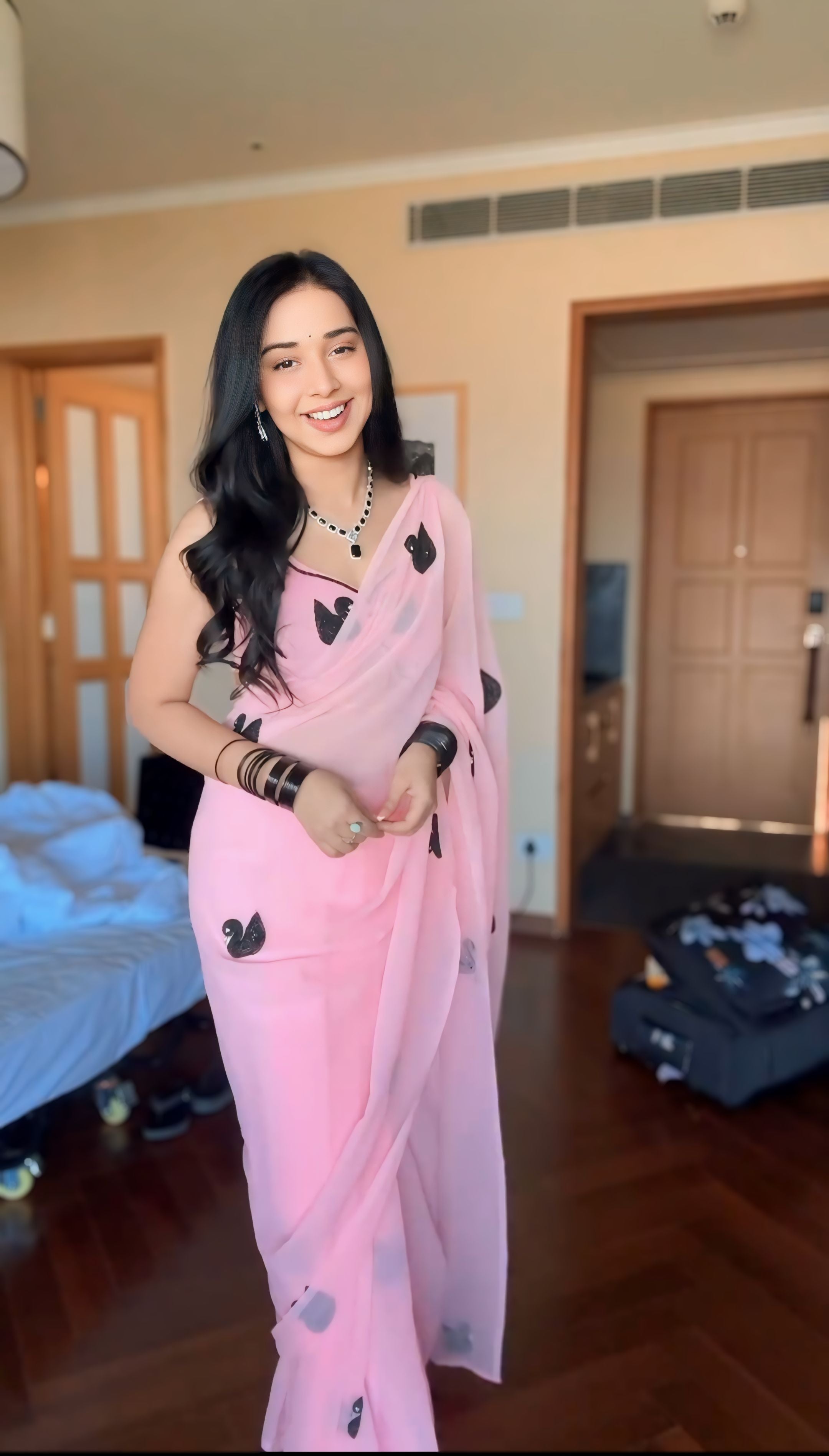 One Minute Ready To Wear Ebony Rose Beauty Pure Soft Georgette Silk Saree