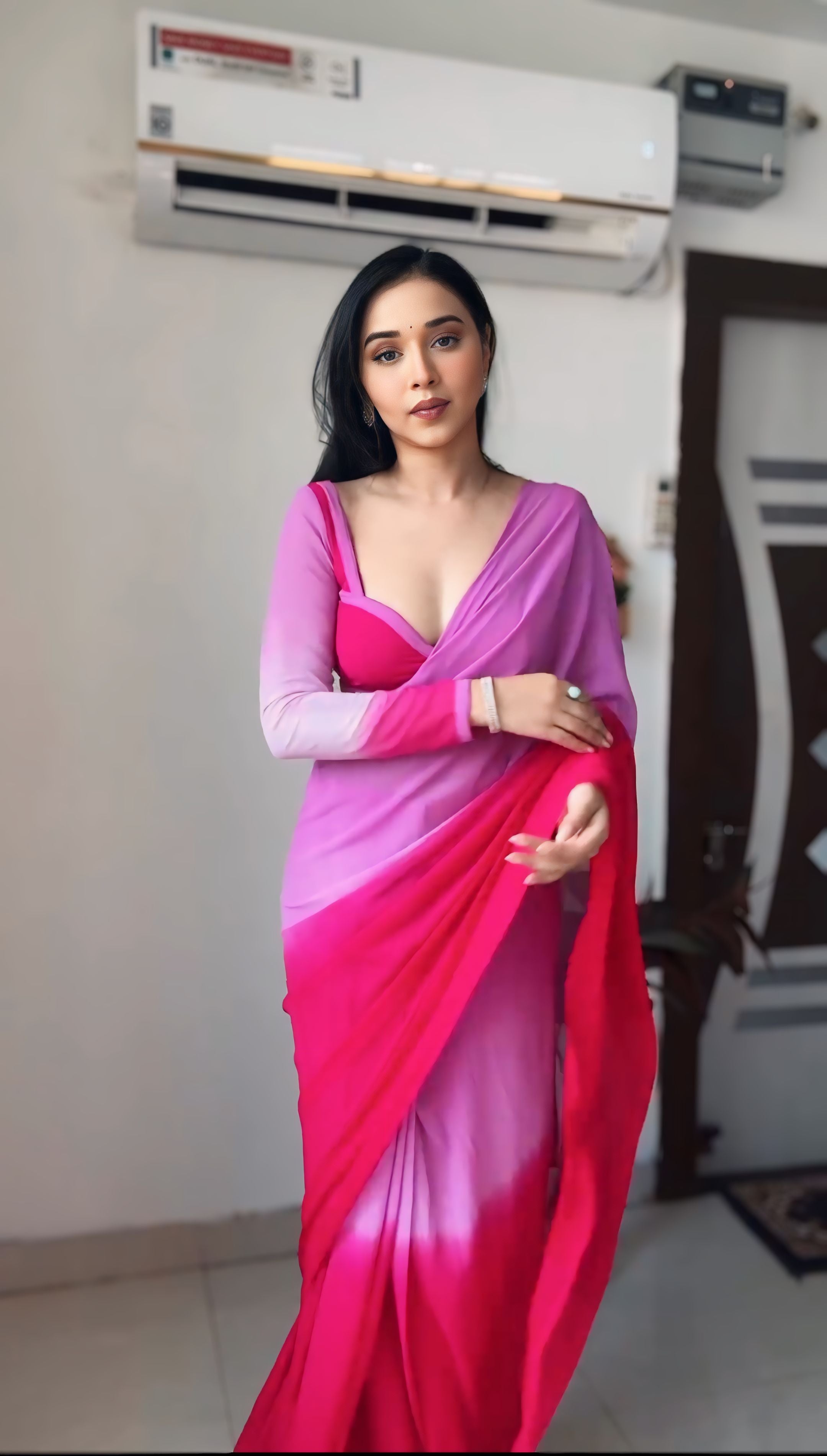 One Minute Ready To Wear Roseberry Pure Soft Georgette Silk Saree