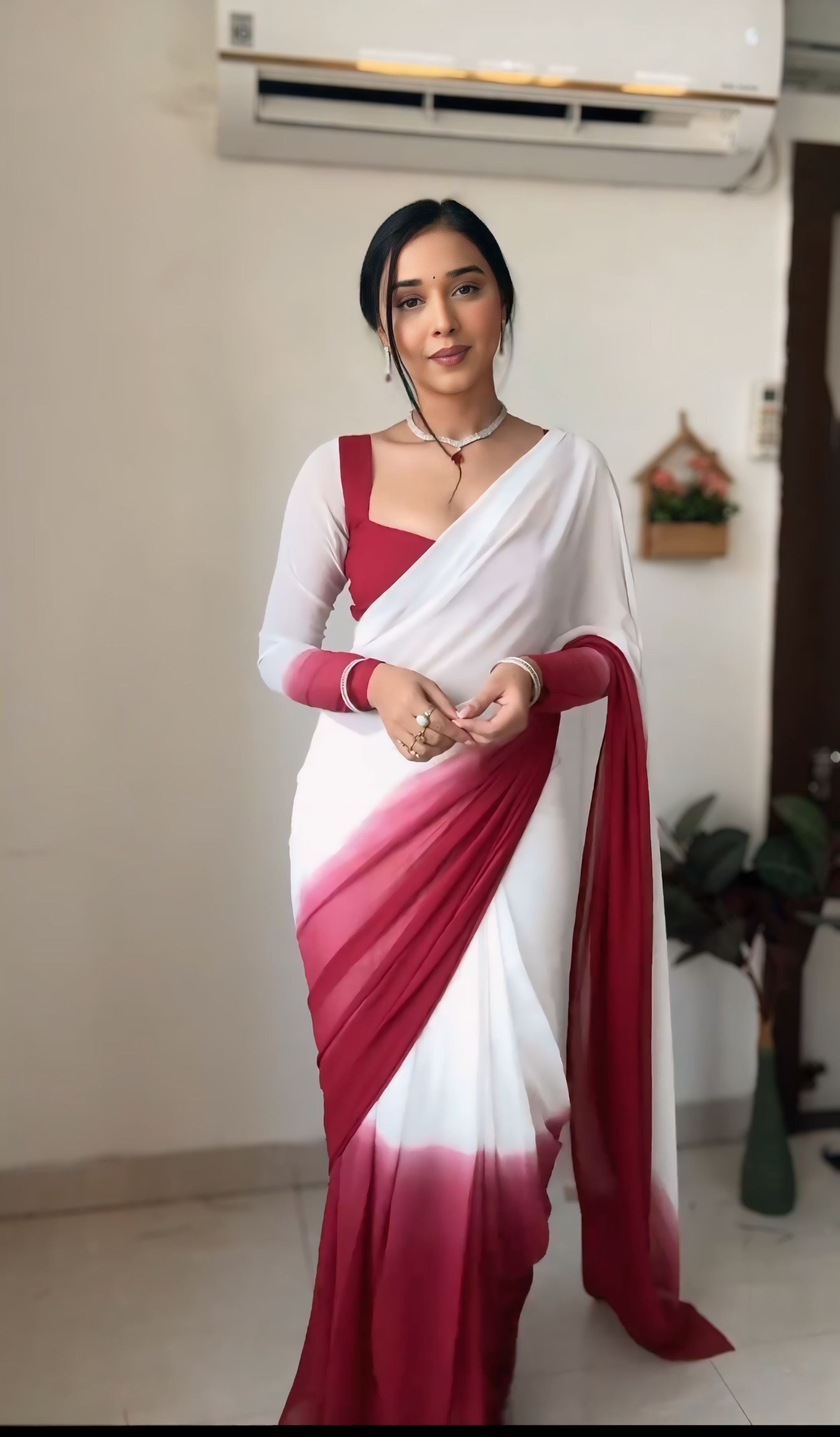 One Minute Ready To Wear Cherry Blossom Pure Soft Georgette SilkSaree