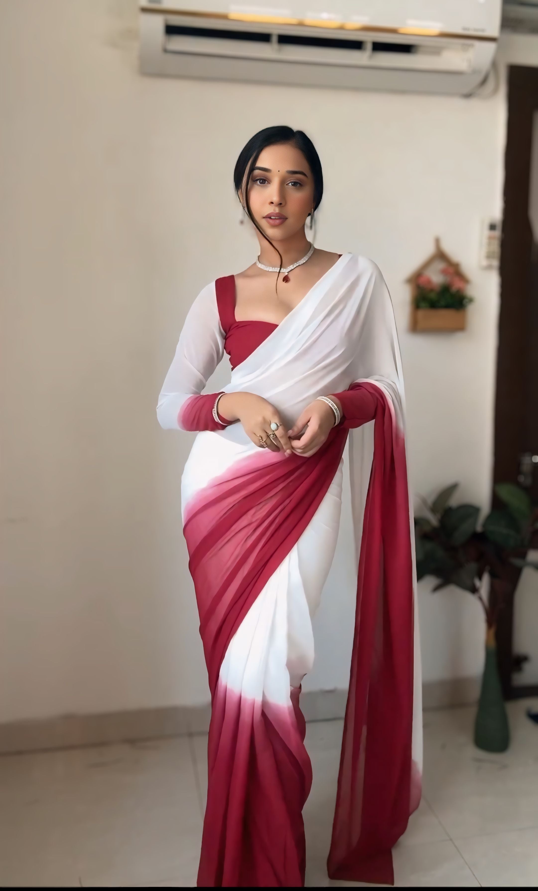 One Minute Ready To Wear Cherry Blossom Pure Soft Georgette SilkSaree