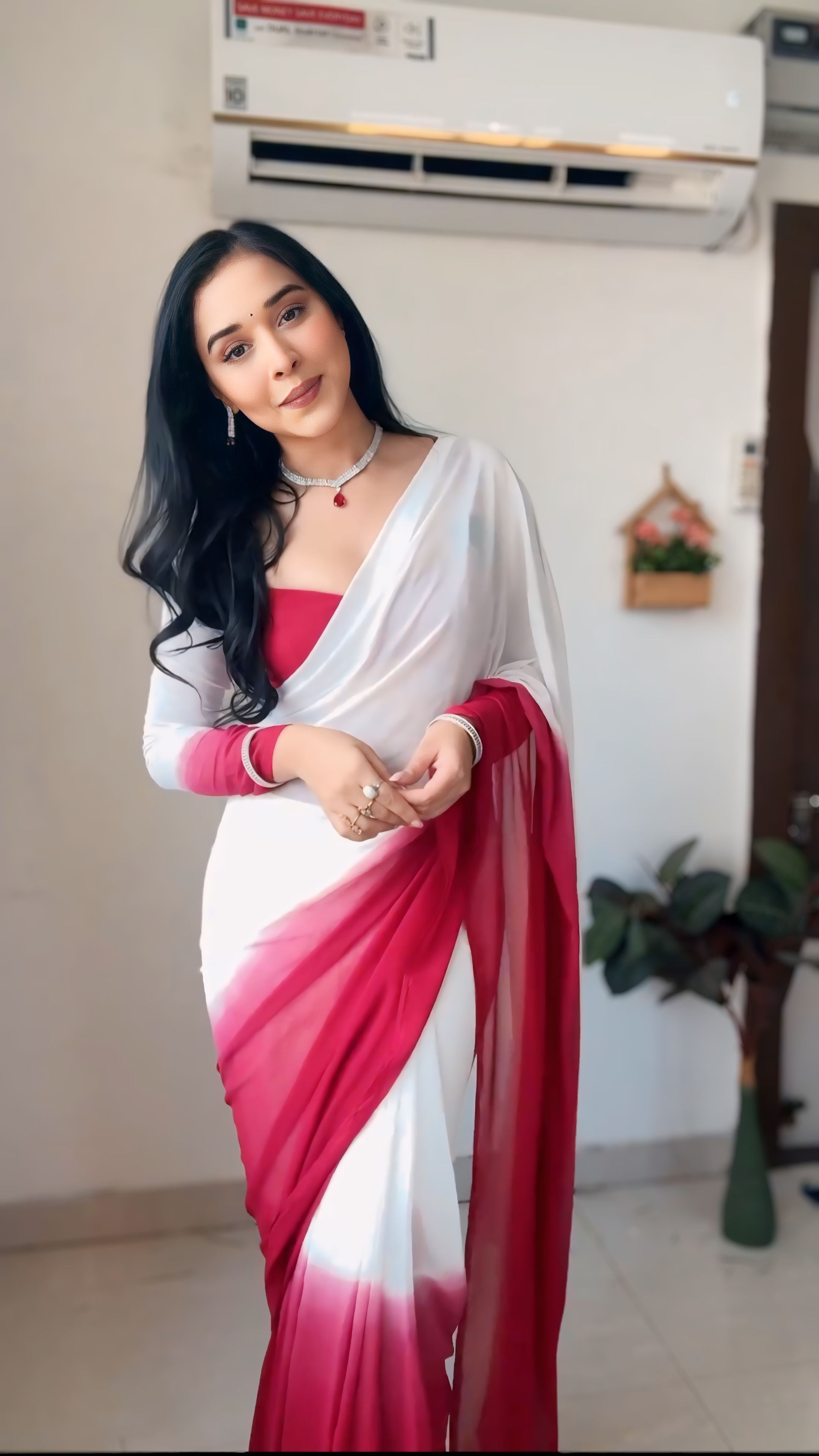 One Minute Ready To Wear Cherry Blossom Pure Soft Georgette SilkSaree