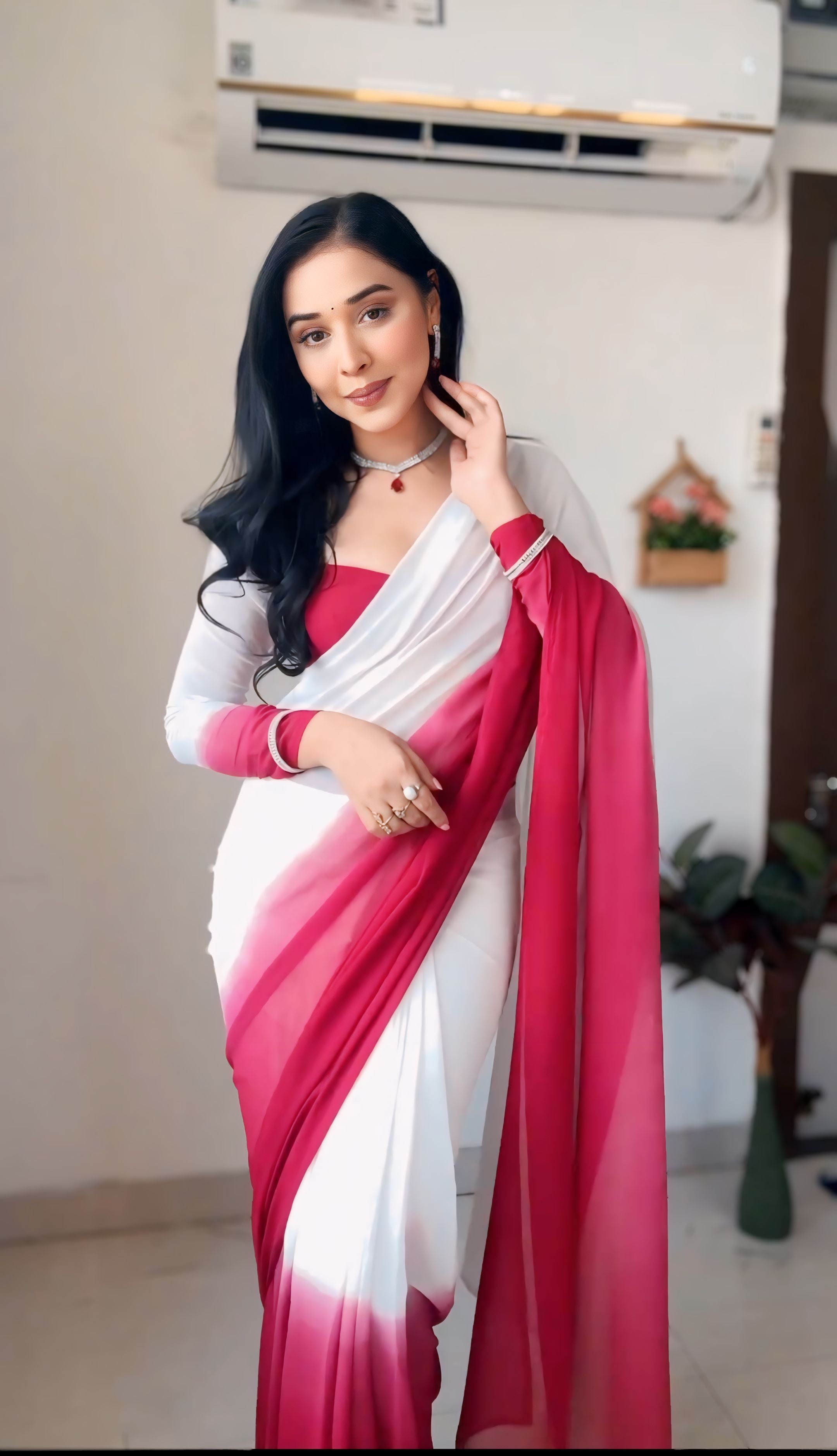 One Minute Ready To Wear Cherry Blossom Pure Soft Georgette SilkSaree