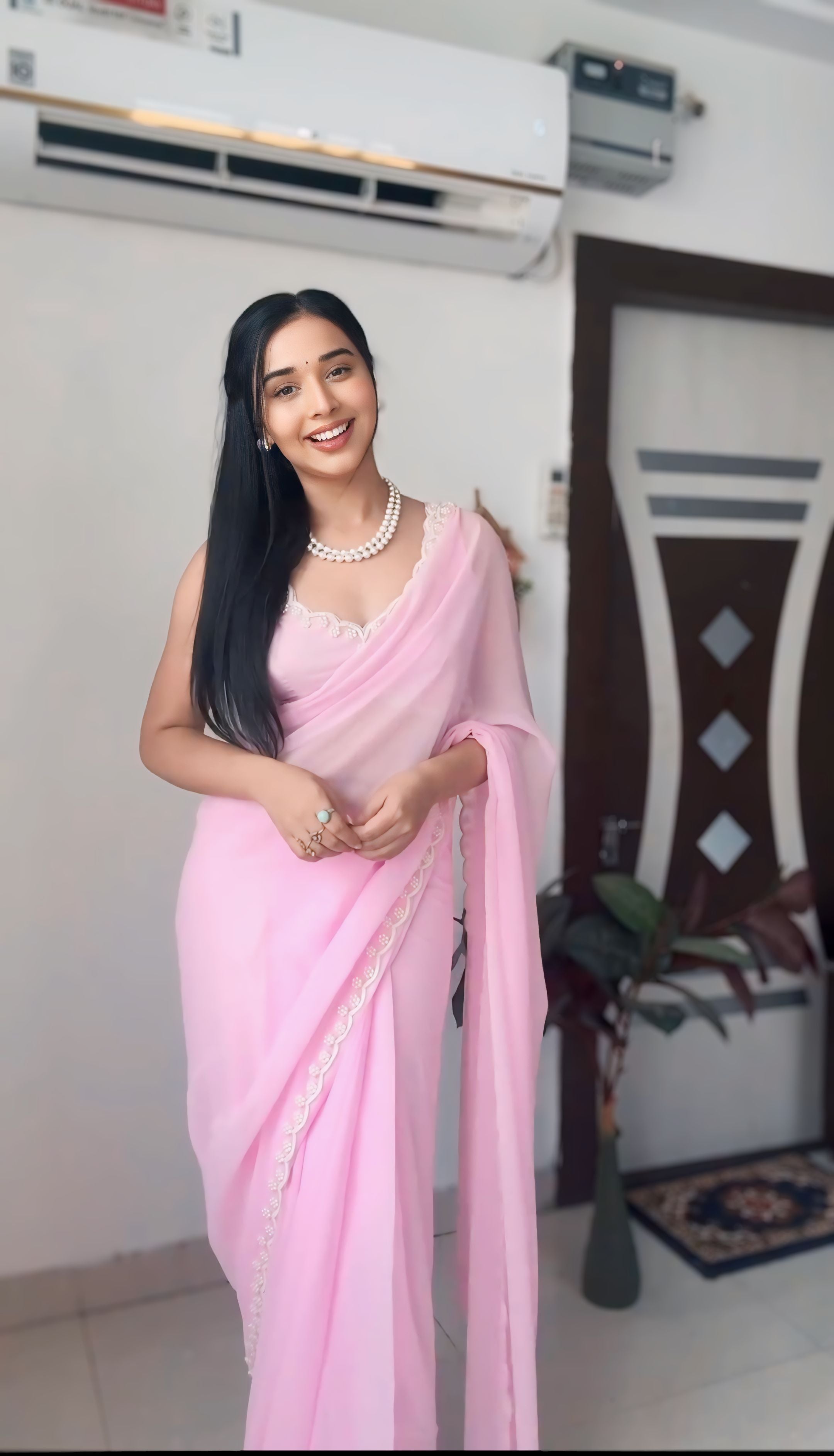 One Minute Ready To Wear Blushing Rose Attire Silk Printed Saree