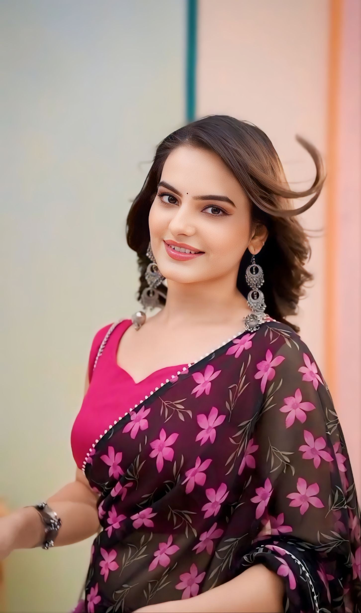 One Minute Ready To Wear Raven Rose Flower Saree