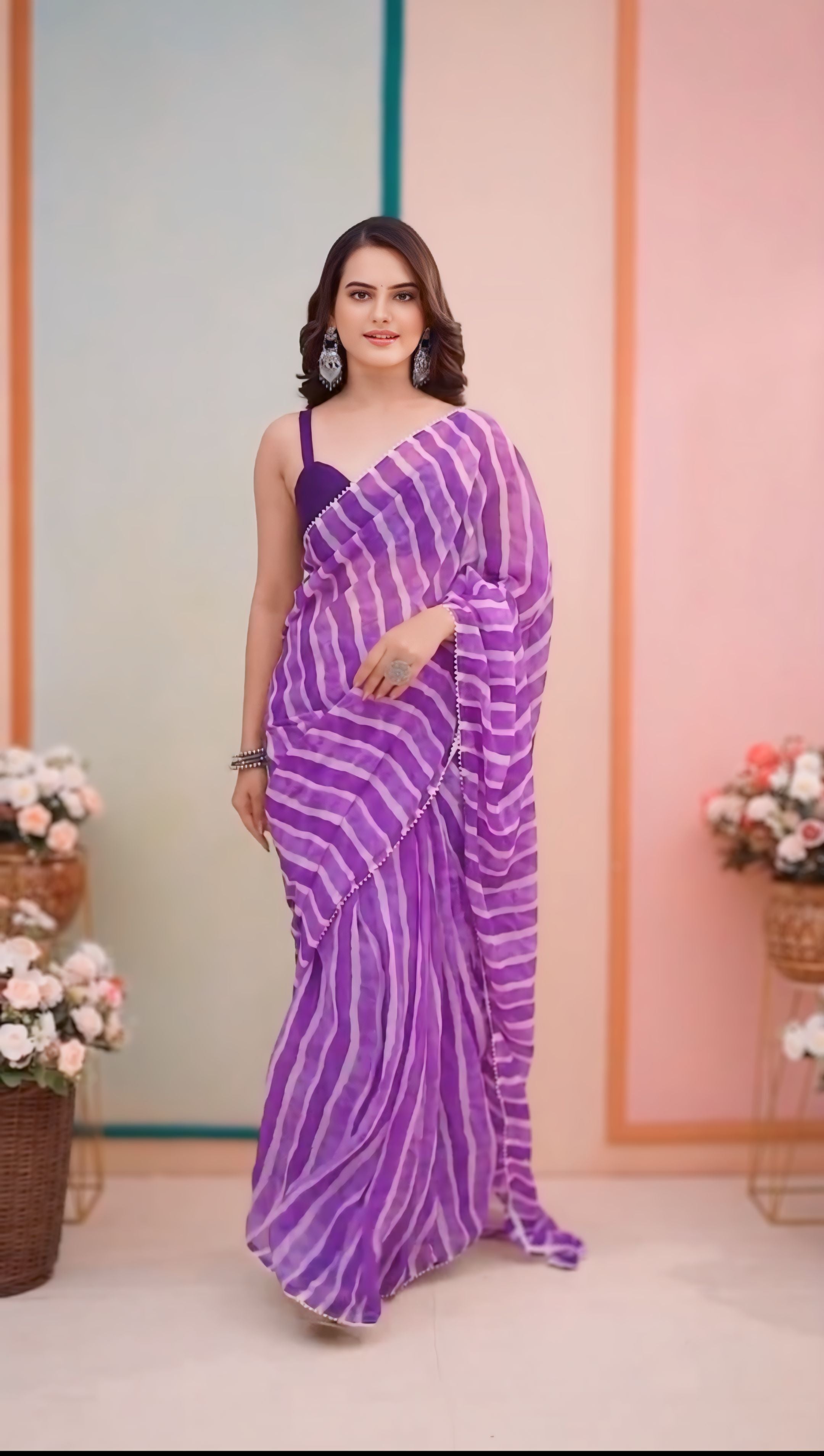 One Minute Ready To Wear Elegant Noir Soft Georgette Silk Saree