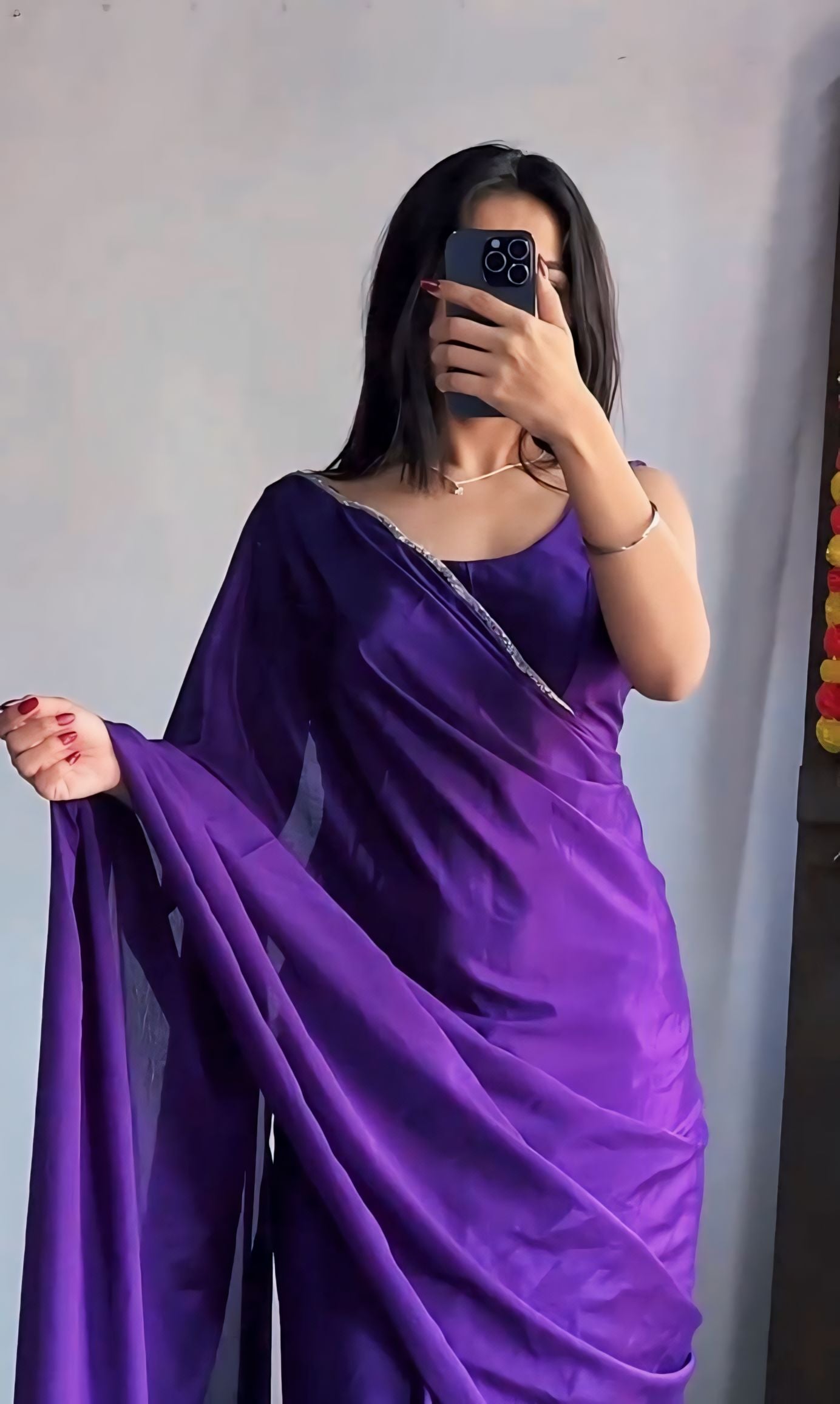 One Minute Ready To Wear Lavender Elegance Soft Georgette Silk Saree