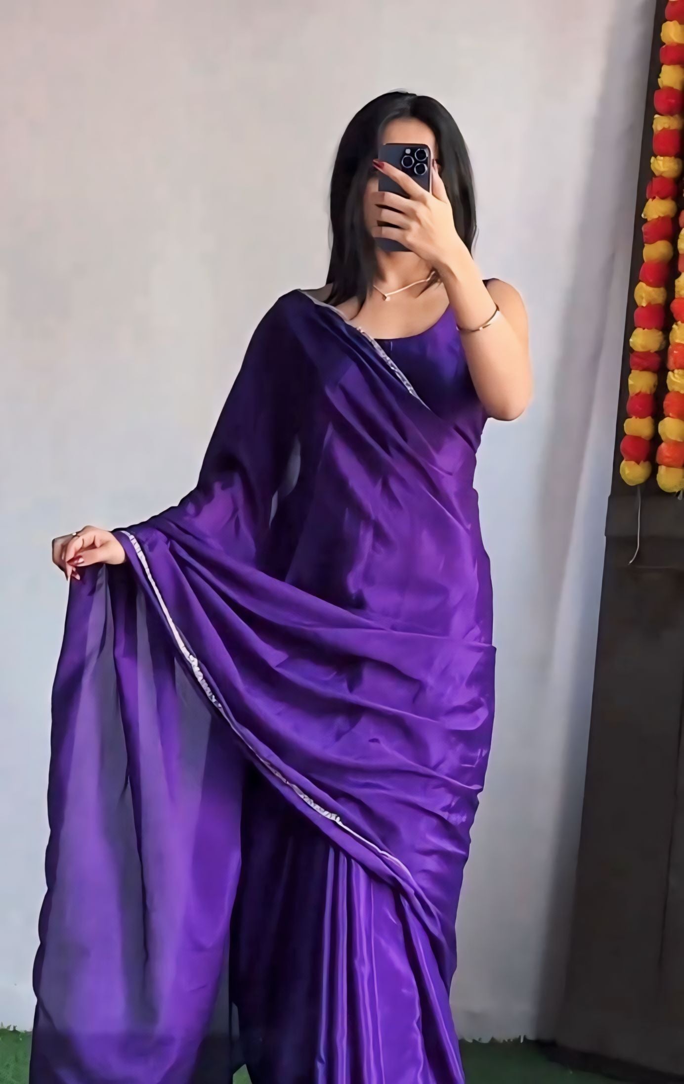 One Minute Ready To Wear Lavender Elegance Soft Georgette Silk Saree