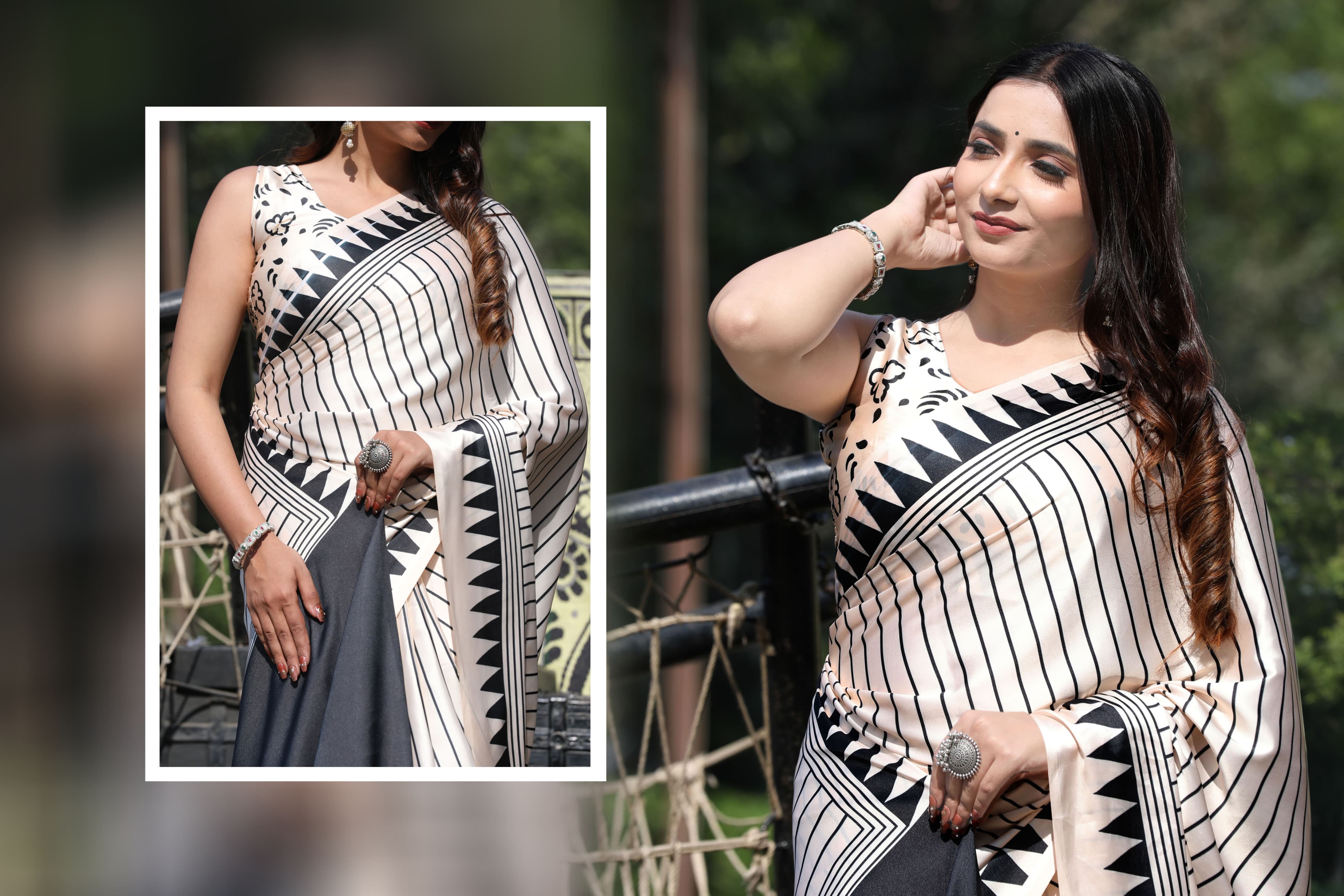 New Designer Original Japan Satin Devsena Saree With Digital Print With Digital Printed Unstiched Blouse Piece