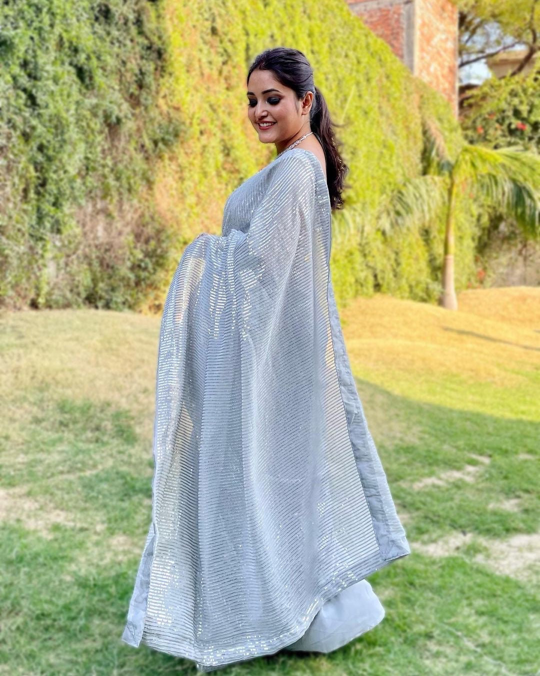 New Premium Design Superhit Bollywood Inspired sequence Saree with Unstitch Blouse