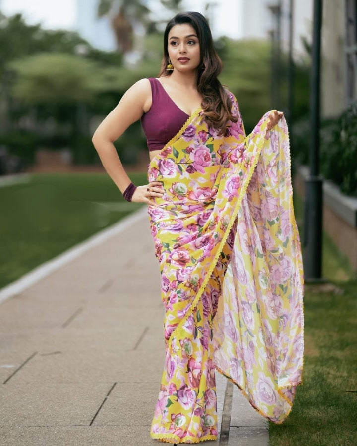 One Minute Ready To Wear Garden Grace Soft Georgette Silk Saree