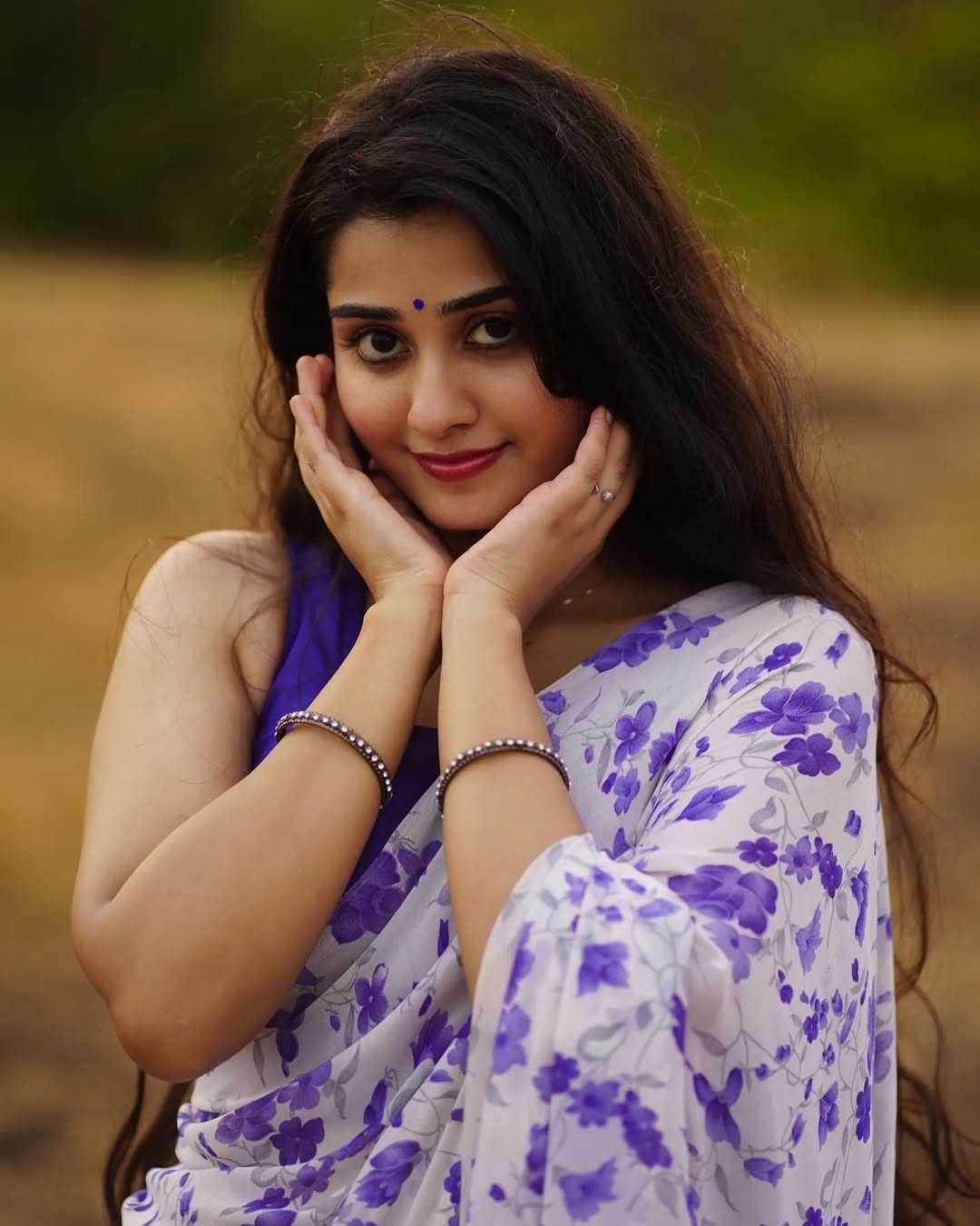 New One Minute Ready To Wear Purple Colour Flowers Design  Pure Soft Georgette Saree With Purple Unstitched Blouse