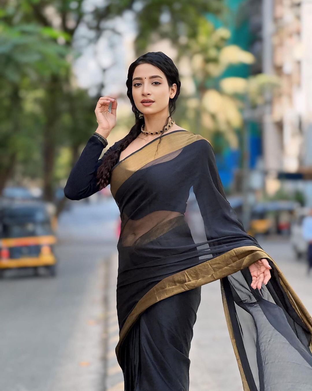 One Minute Ready To Wear Opulent Obsidian Soft Georgette Silk Saree