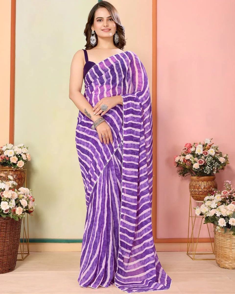 One Minute Ready To Wear Elegant Noir Soft Georgette Silk Saree