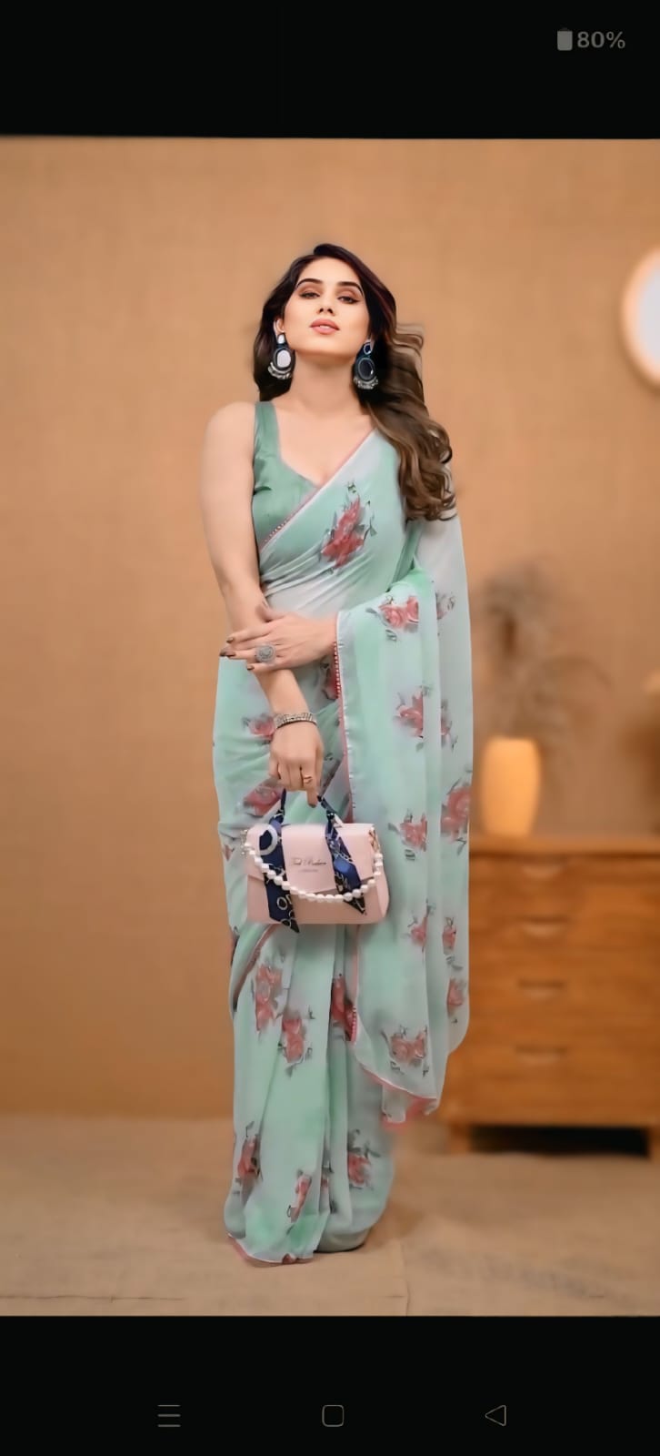 New One Minute Ready To Wear Pink Colour Pure Soft Georgette Saree With Pista Unstitched Blouse