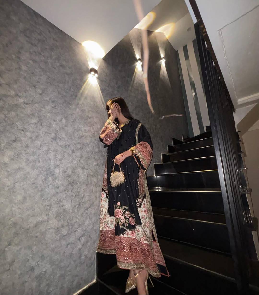 Black Star Silk Pakistani Kurti with Sequin Embroidery Pant & Georgette Dupatta | Festive Ethnic Wear