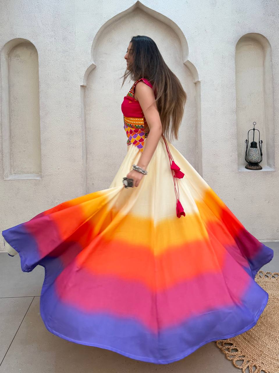 Vibrant Multicolor Printed Magic Cotton Navratri Lehenga Choli