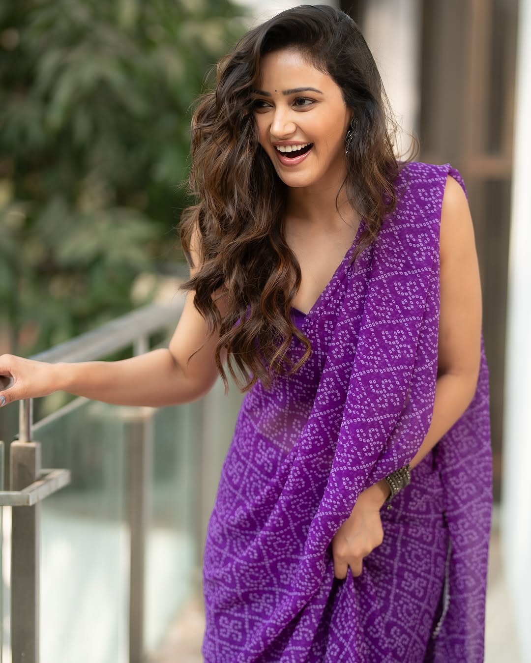 New One Minute Ready To Wear Bandhani Design Pure Soft Georgette Silk Purple Saree With Same Colour Blouse Piece