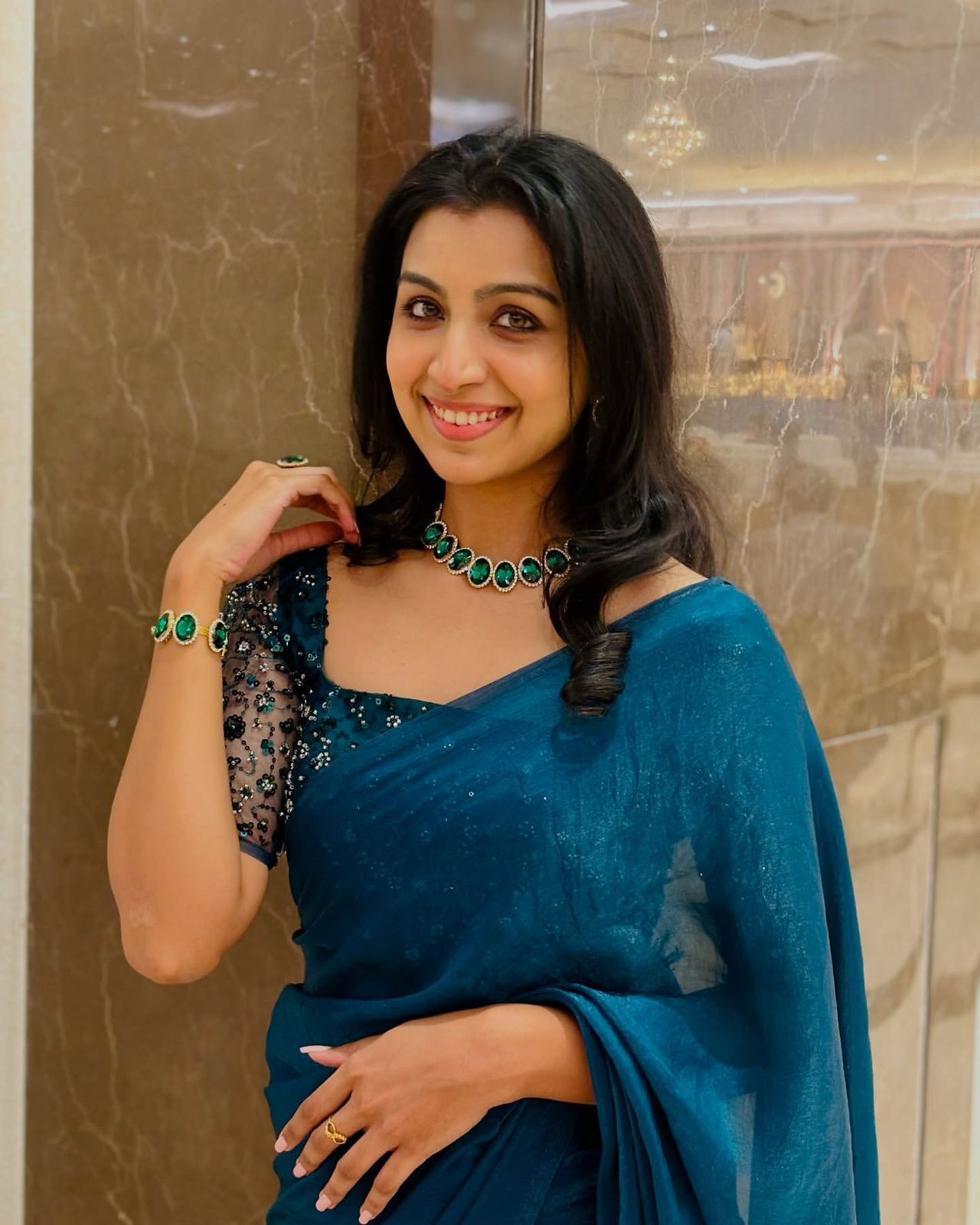 New Designer Space Silk Saree With Beautiful Katdana and Sequins Work Unstiched Blouse Piece