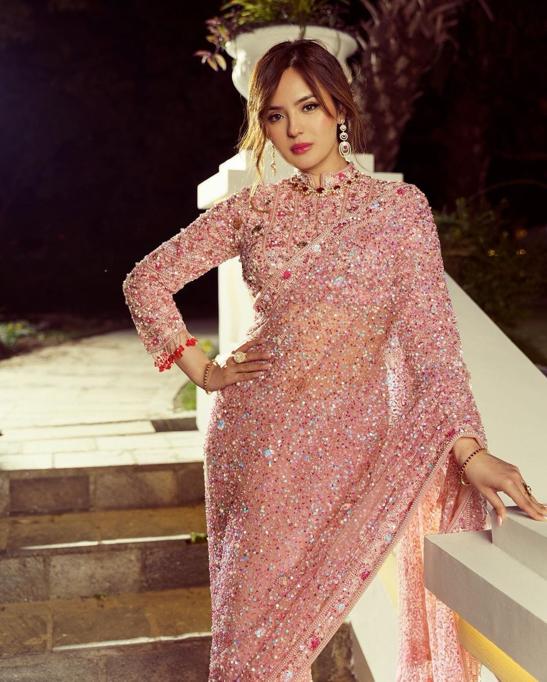 New Designer Soft Georgette Saree With Dual Sequence Embroidery Work With Lace Border And Hand Pearl Work With Unstiched Blouse Piece