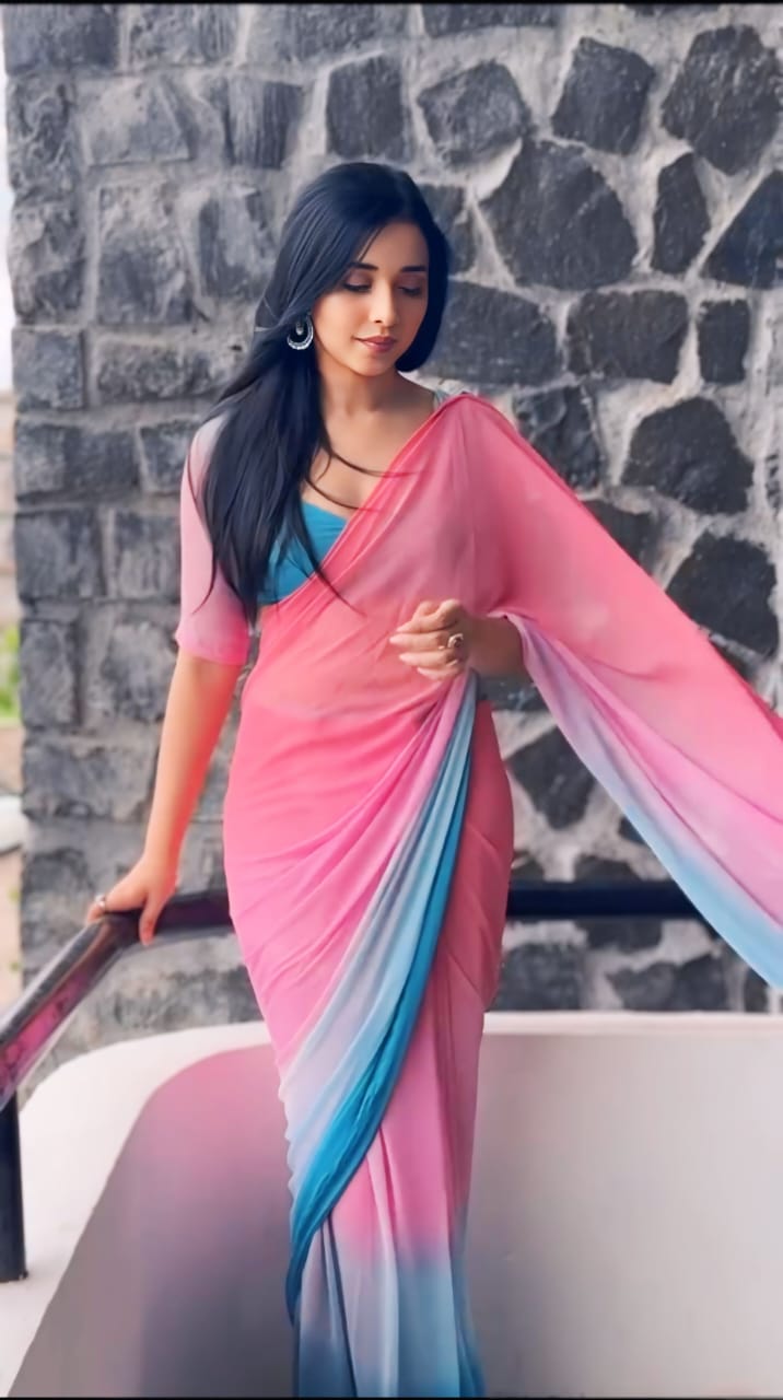 One Minute Ready To Wear Celestial Grace Dreamy Delight Saree with Unstitch Blouse