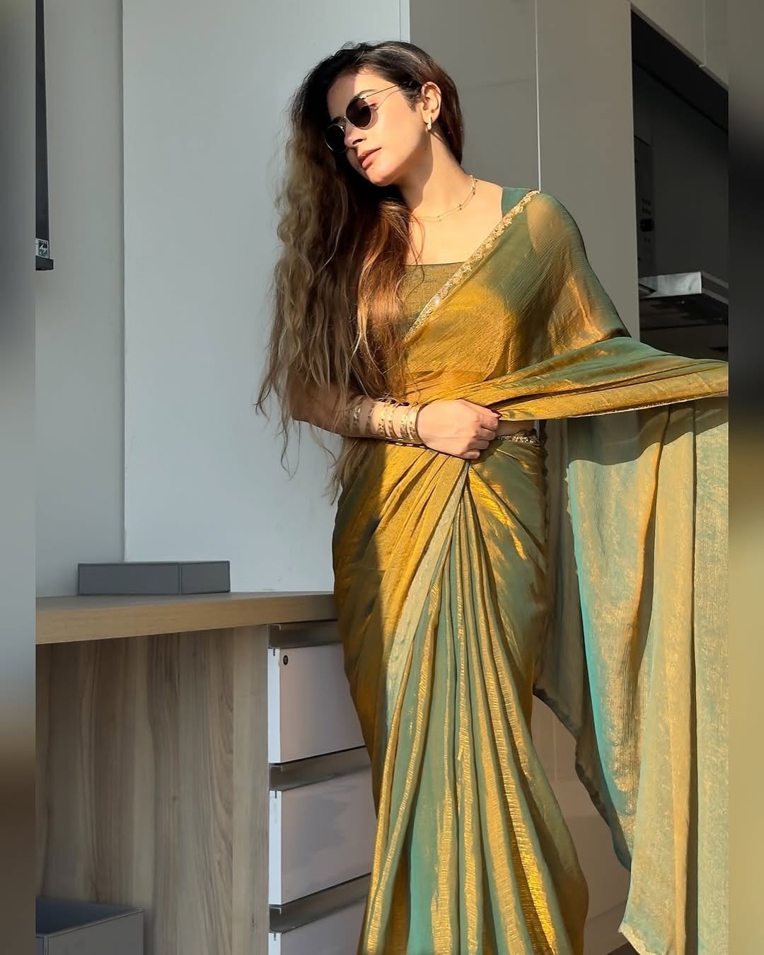 New Designer Soft Fancy Fandy Silk Saree With Same Fandy Silk Two Tone Lace Border Blouse Piece
