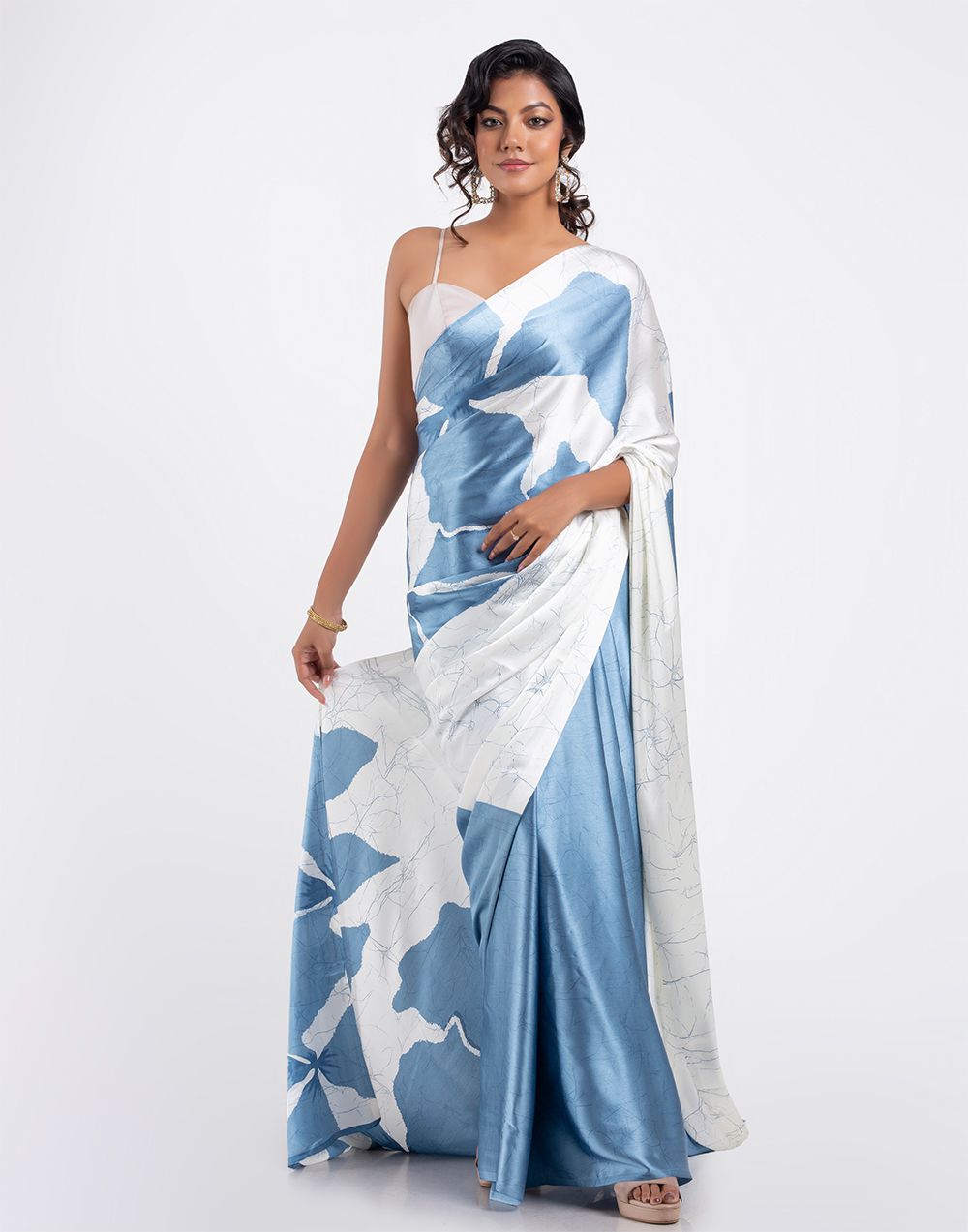 New Designer Original Japan Satin Devsena Saree With  Digital Print With Digital Printed Unstiched Blouse Piece