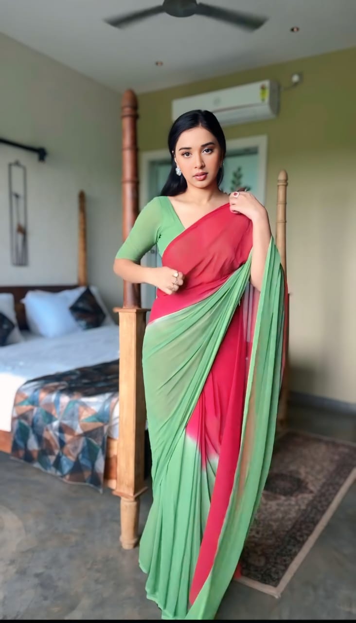 One Minute Ready To Wear Emerald and Graceful Tradition Saree with Unstitch Blouse