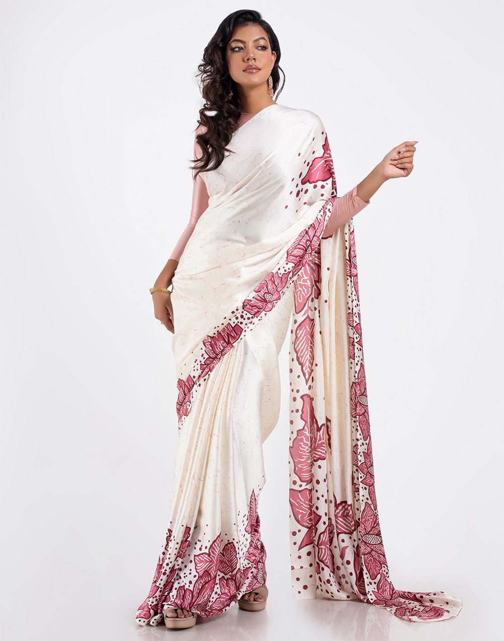 New Designer Original Japan Satin Devsena Saree With  Digital Print With Digital Printed Unstiched Blouse Piece