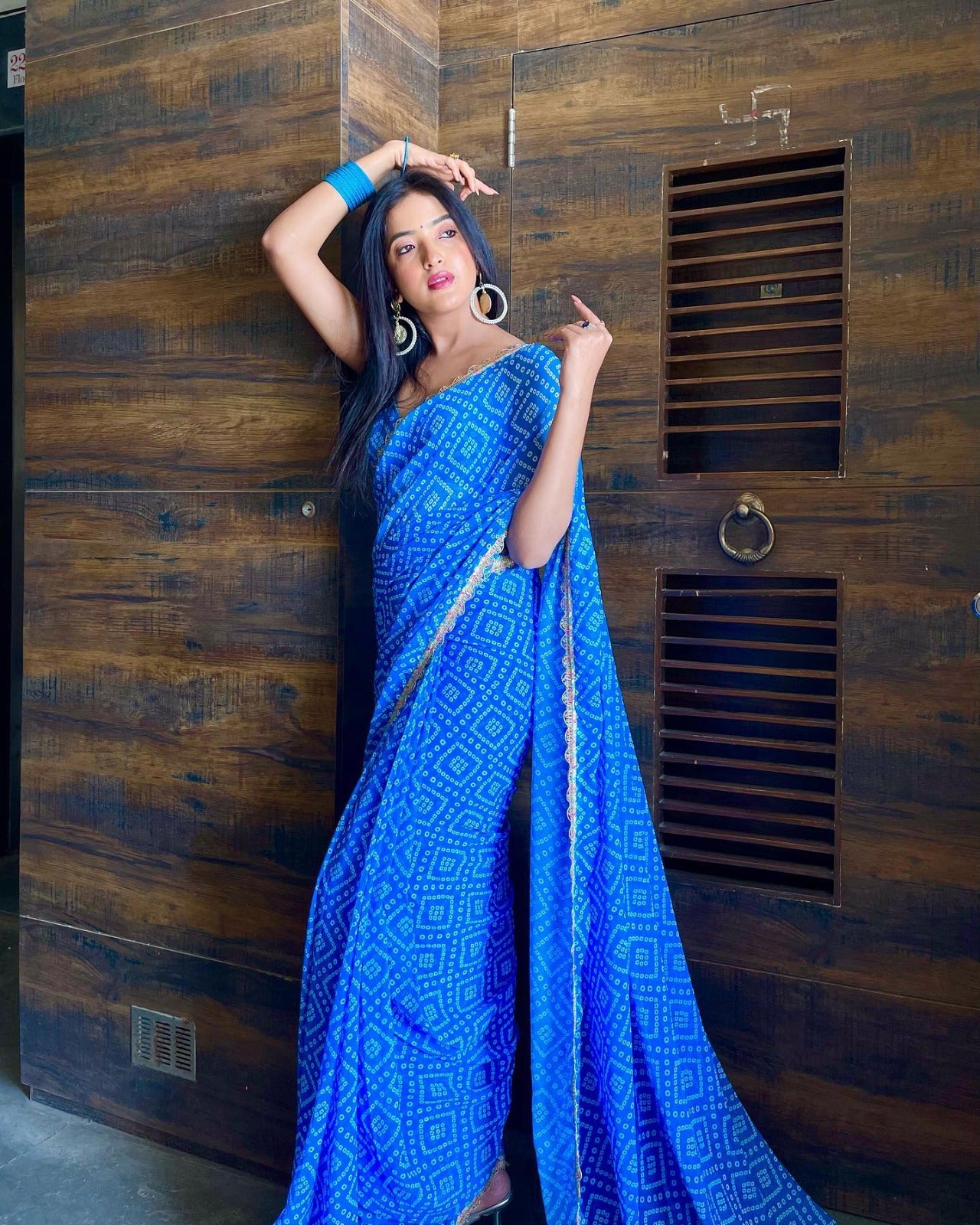 One Minute Ready To Wear Blue Edge Saree Pure Soft Georgette Silk Saree