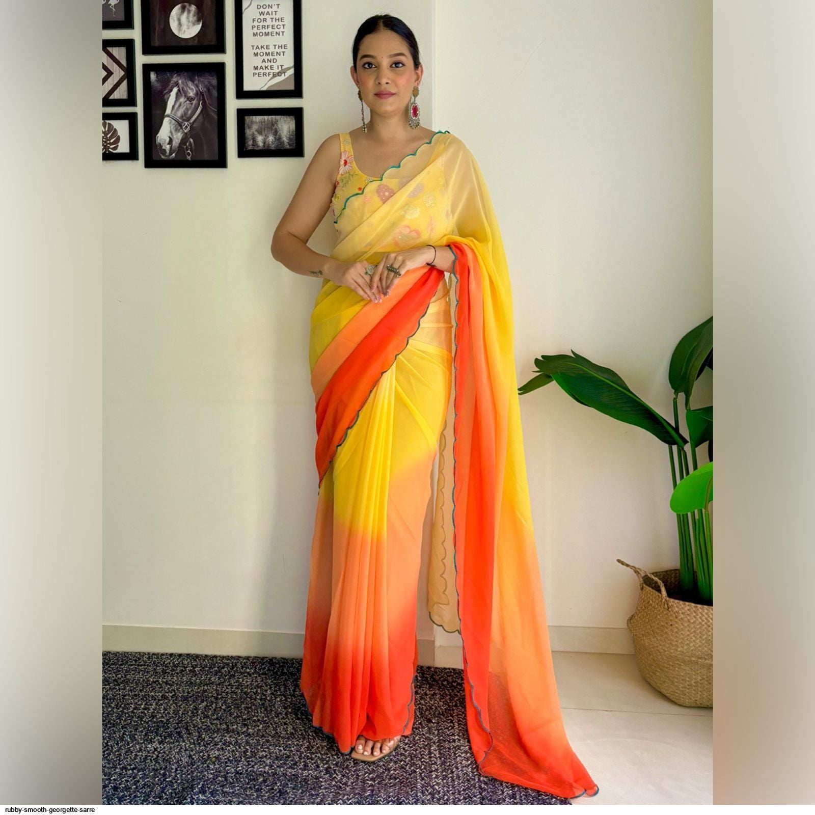 One Minute Ready To Wear Sunshine Pure Soft Georgette Silk Saree