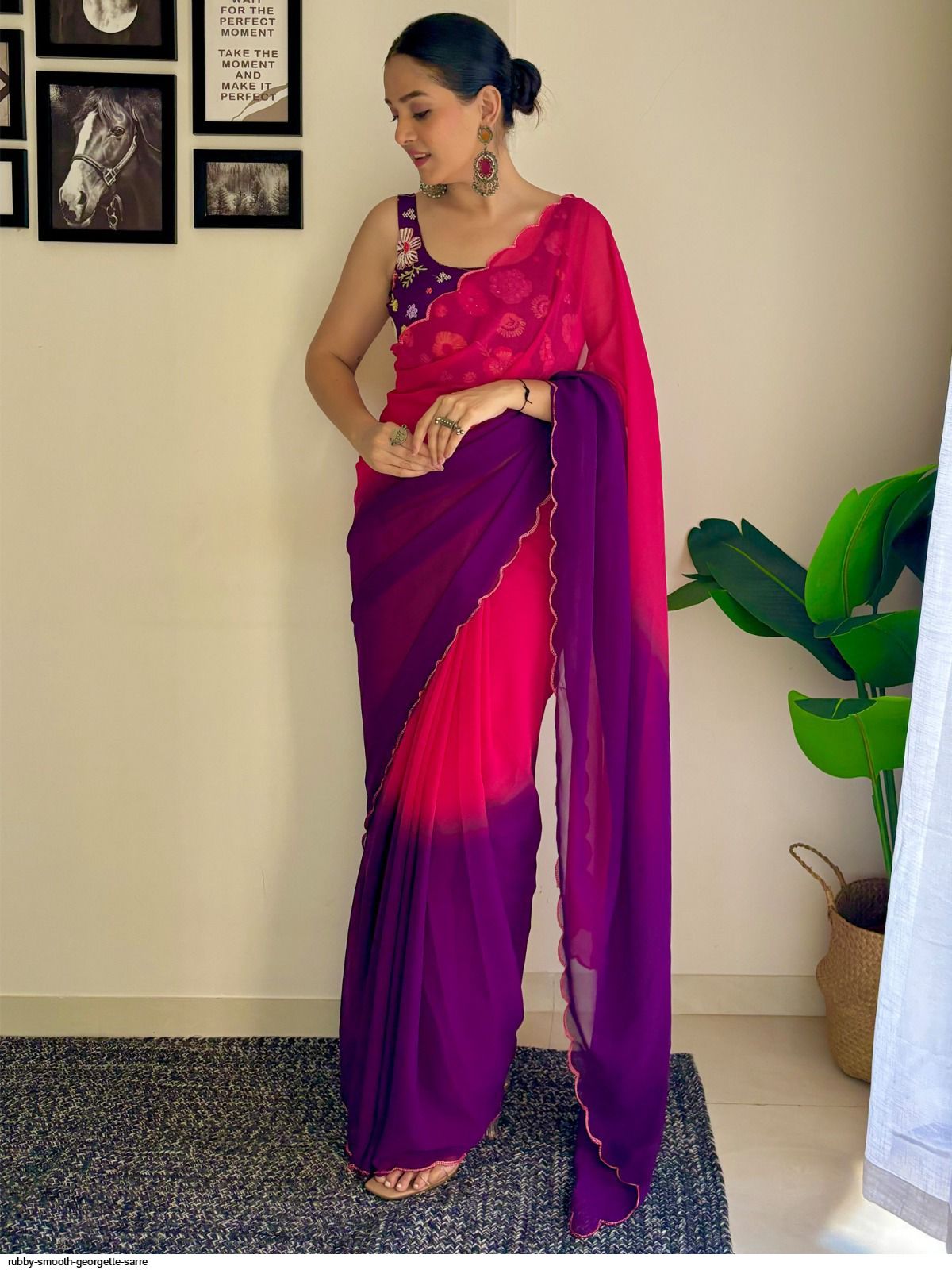 One Minute Ready To Wear Amethyst Dream Pure Soft Georgette Silk Saree